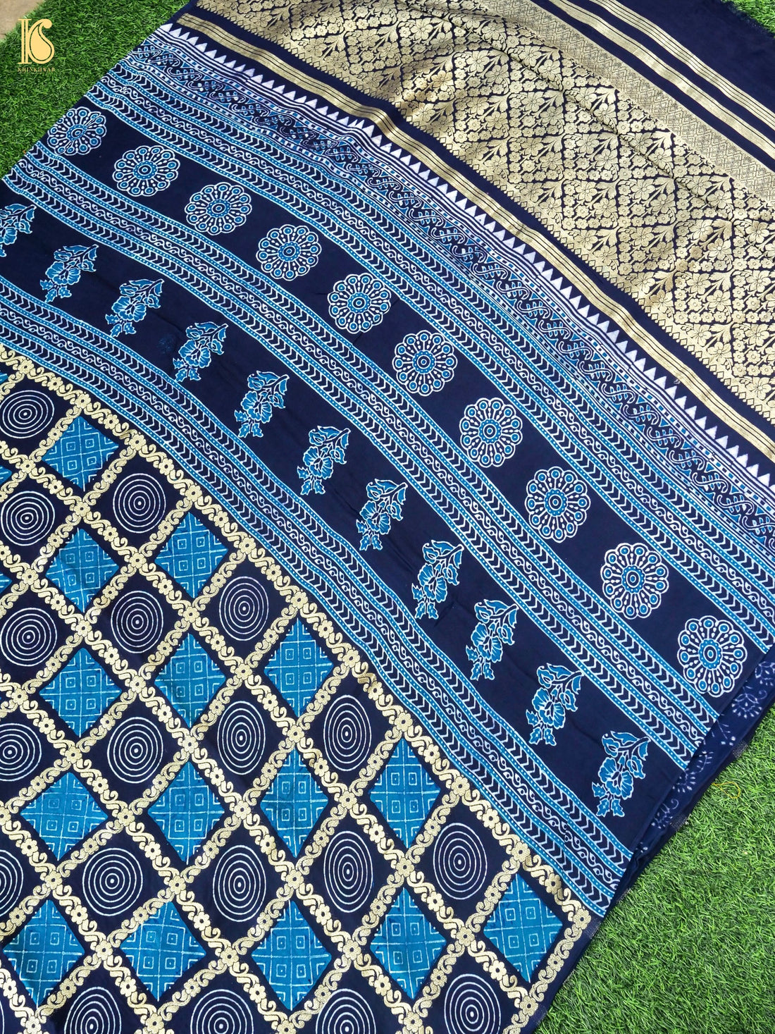 Hand Block Ajrakh Modal Silk Gharchola Saree