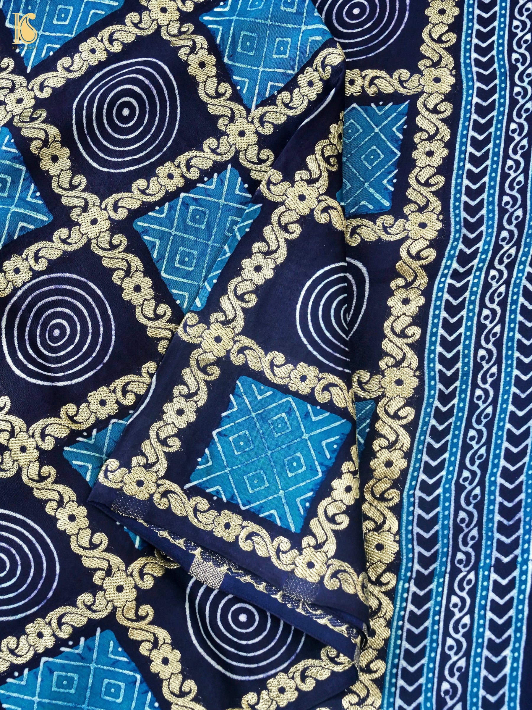 Hand Block Ajrakh Modal Silk Gharchola Saree