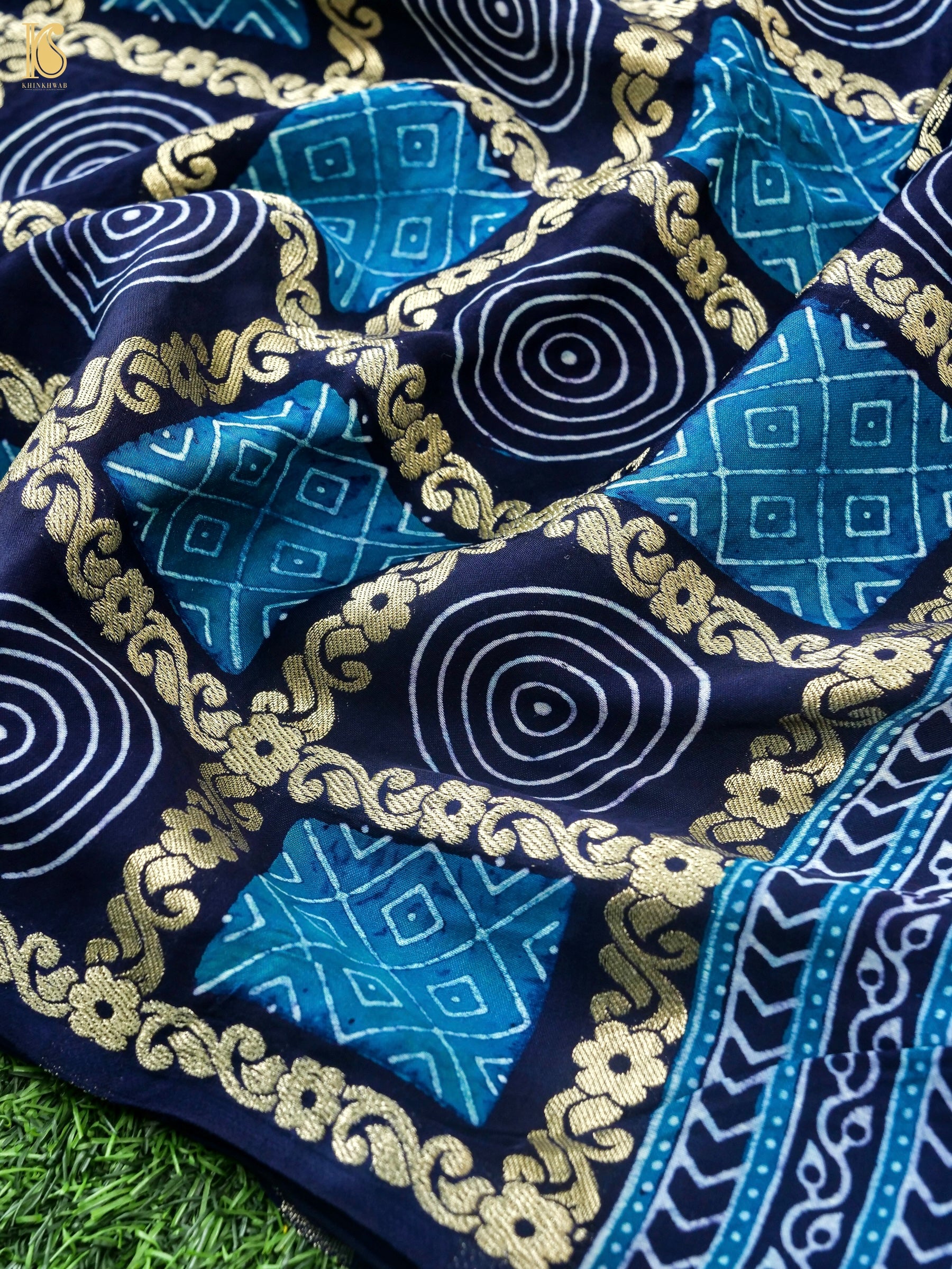 Hand Block Ajrakh Modal Silk Gharchola Saree