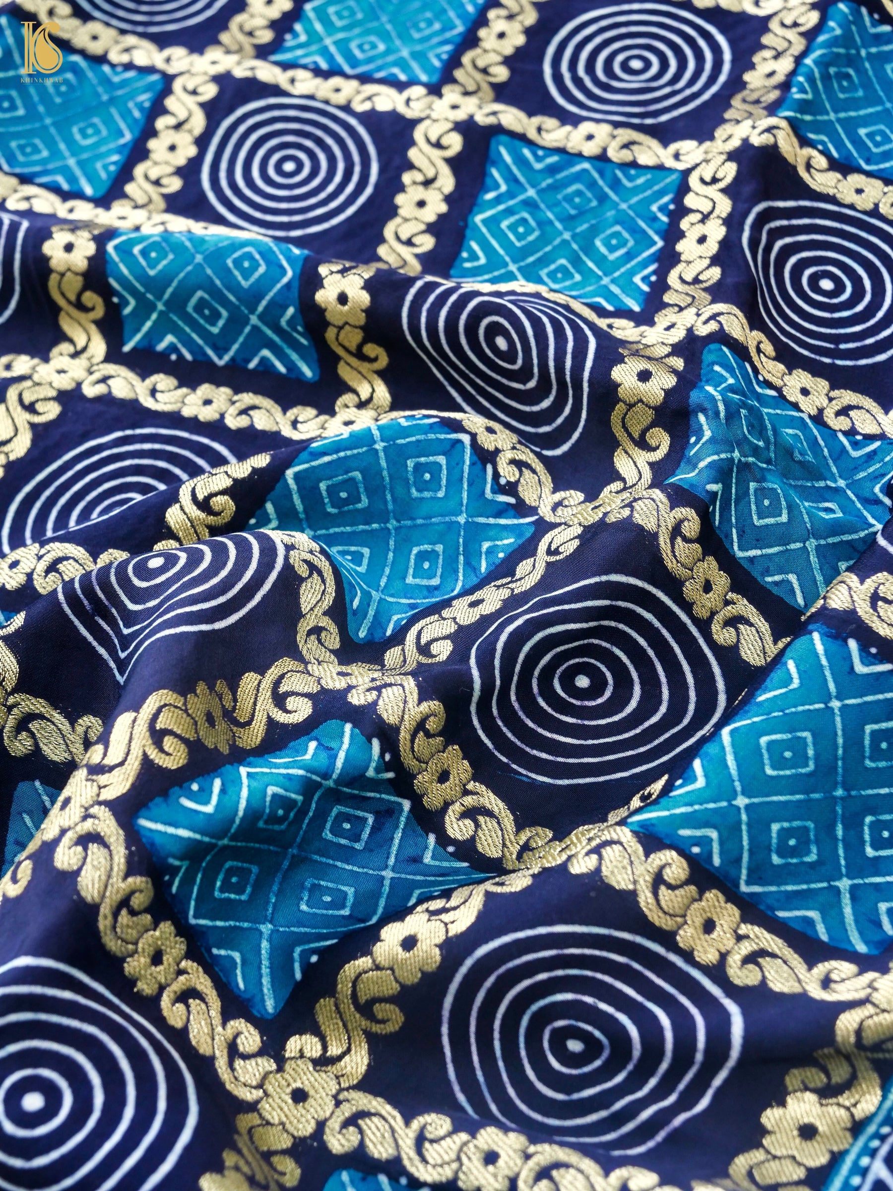 Hand Block Ajrakh Modal Silk Gharchola Saree