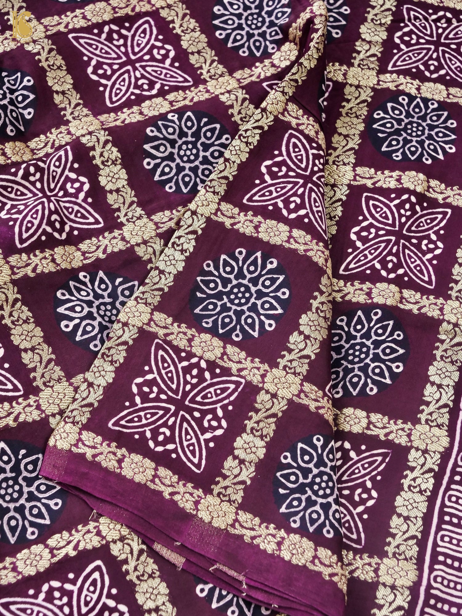Hand Block Ajrakh Modal Silk Gharchola Saree