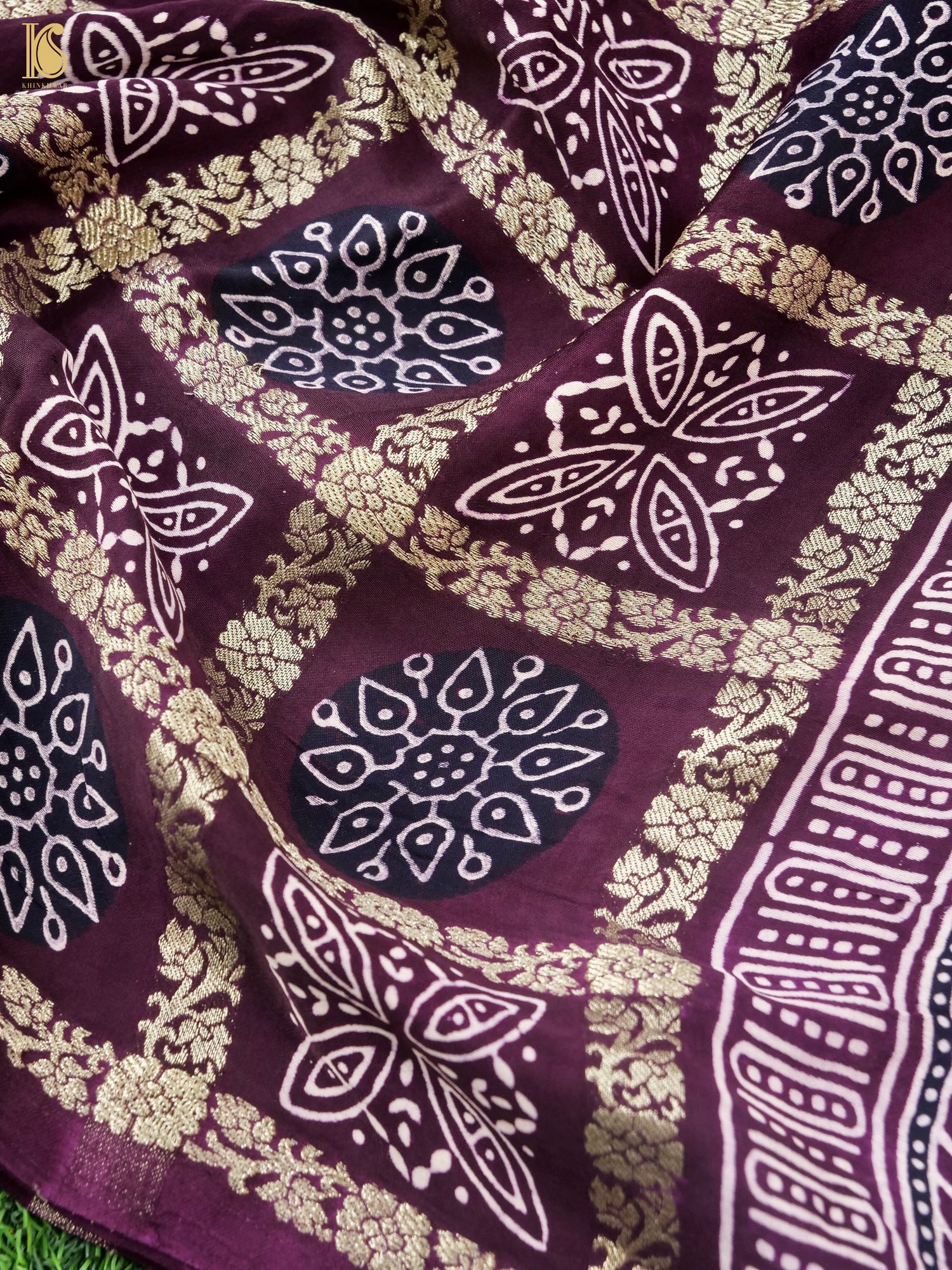 Hand Block Ajrakh Modal Silk Gharchola Saree