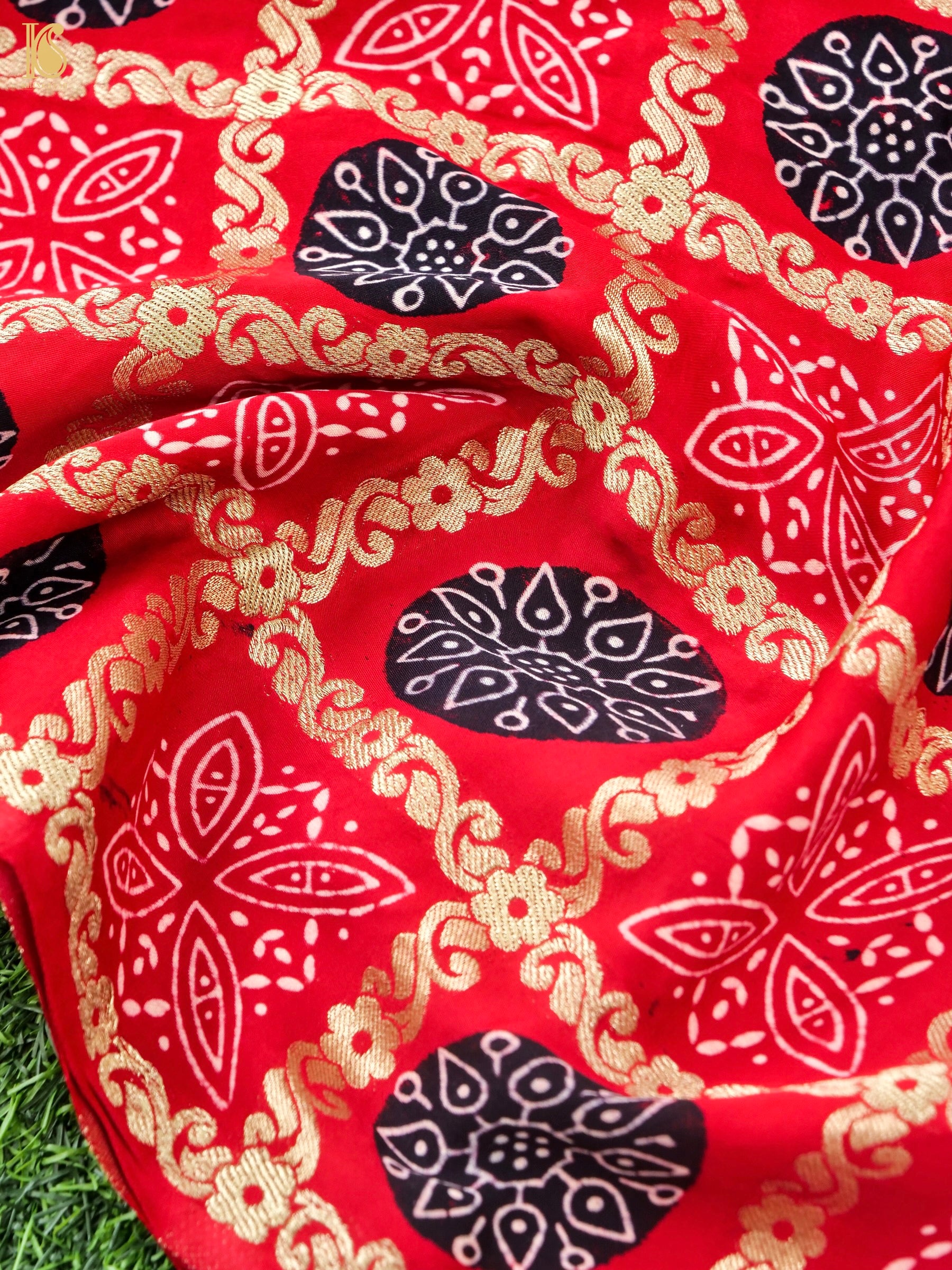 Hand Block Ajrakh Modal Silk Gharchola Saree