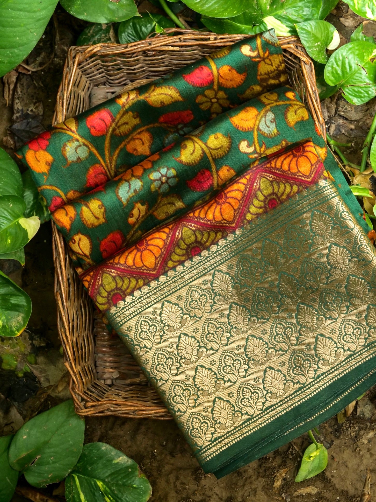 Moonga Tussar Silk Print Saree