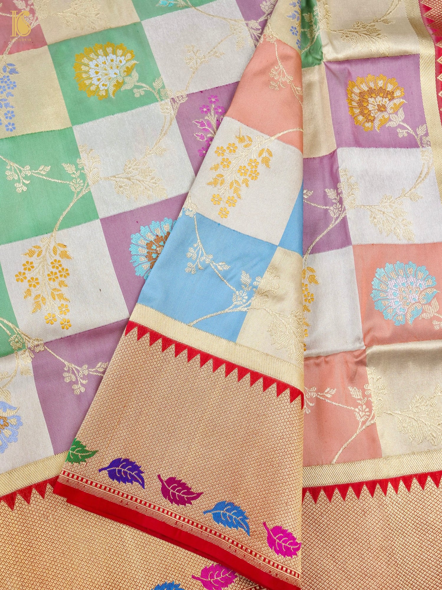 Handloom Banarasi Kadwa Rangkat Silk Saree
