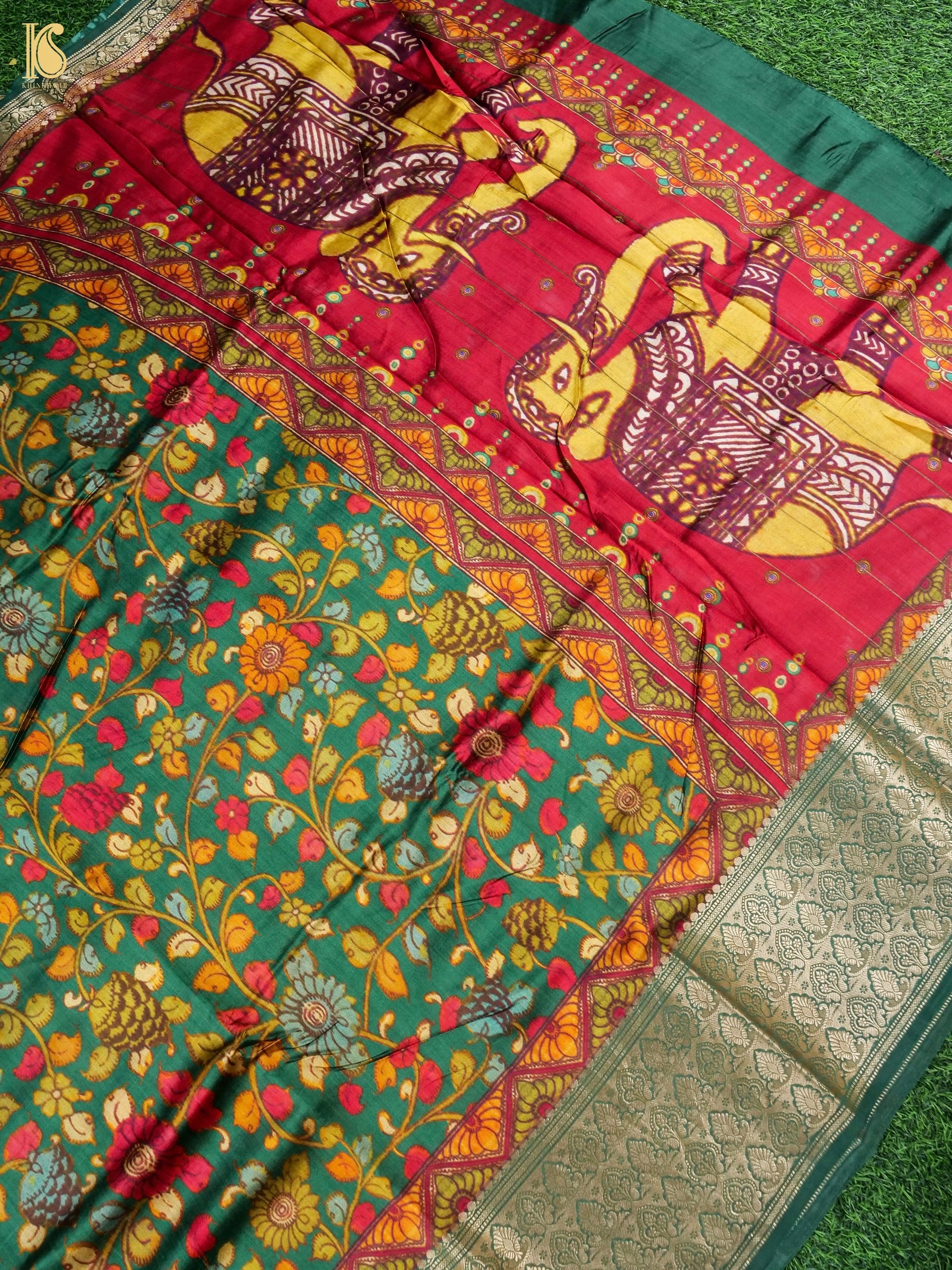 Moonga Tussar Silk Print Saree