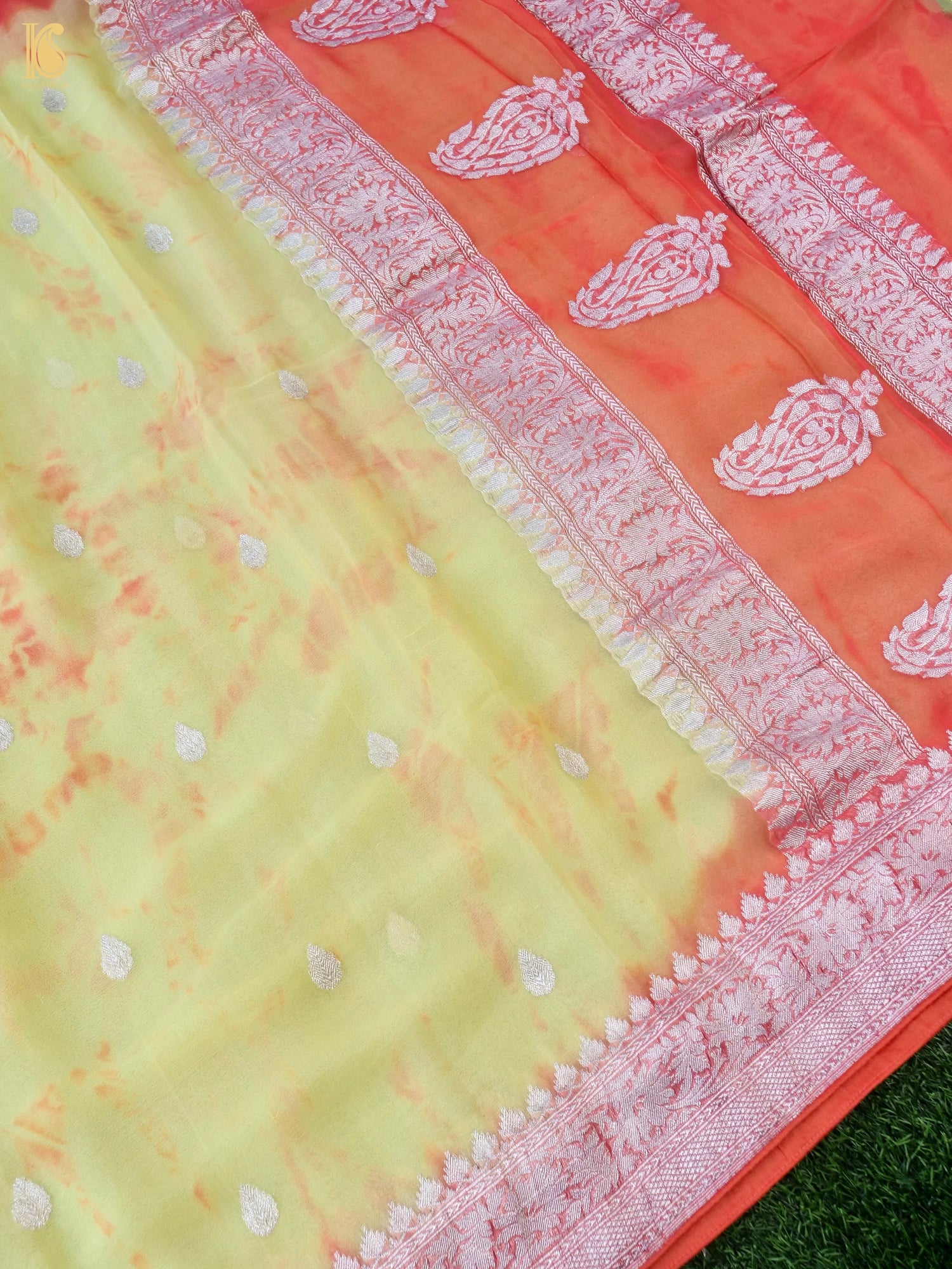 Pure Georgette Handloom Banarasi Shibori Saree