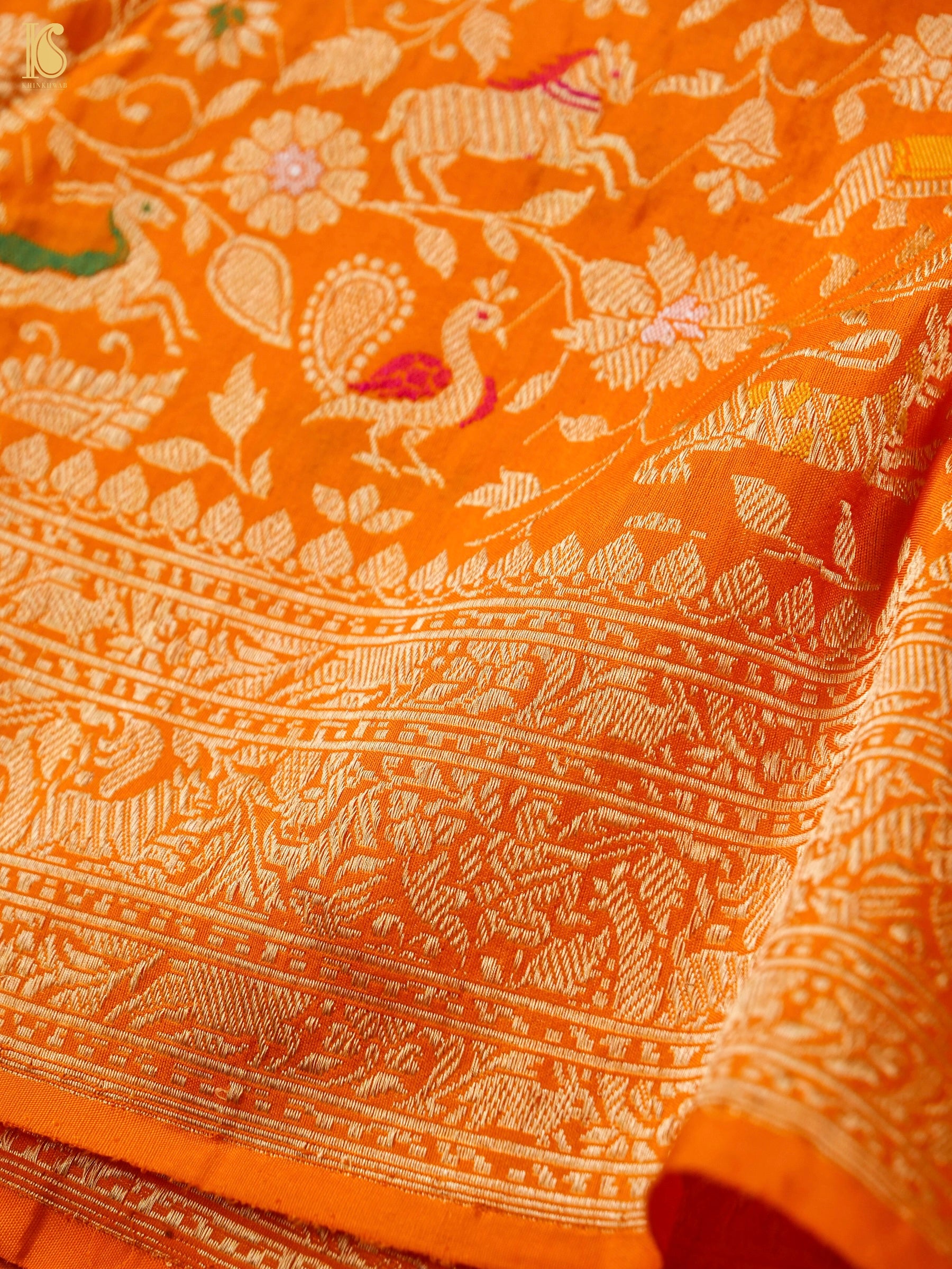 Handloom Banarasi Katan Silk Shikargah Saree