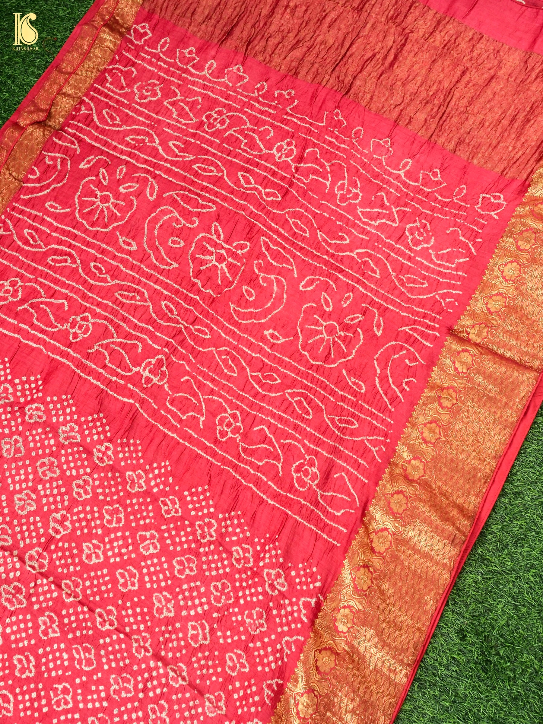 Handloom Banarasi Linen Bandhani Saree