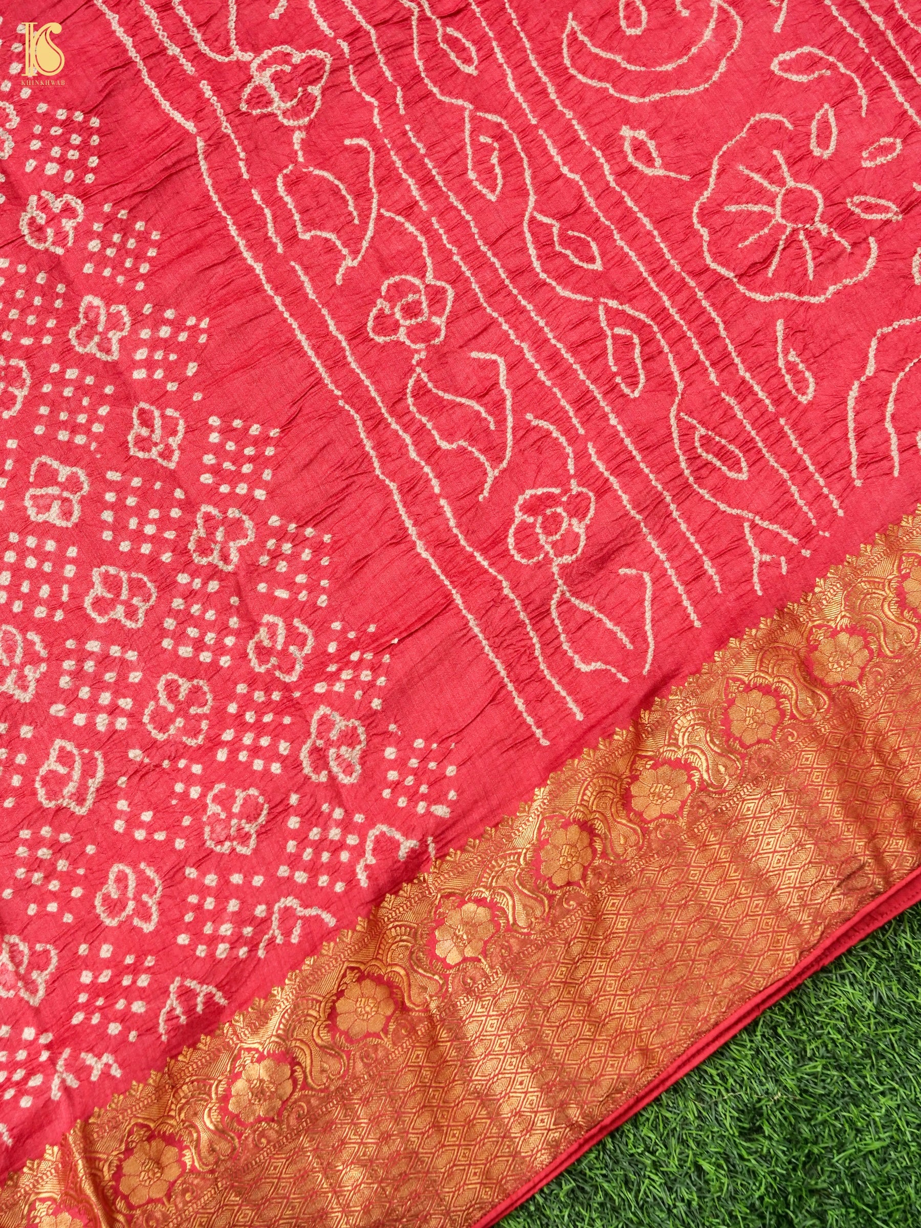 Handloom Banarasi Linen Bandhani Saree