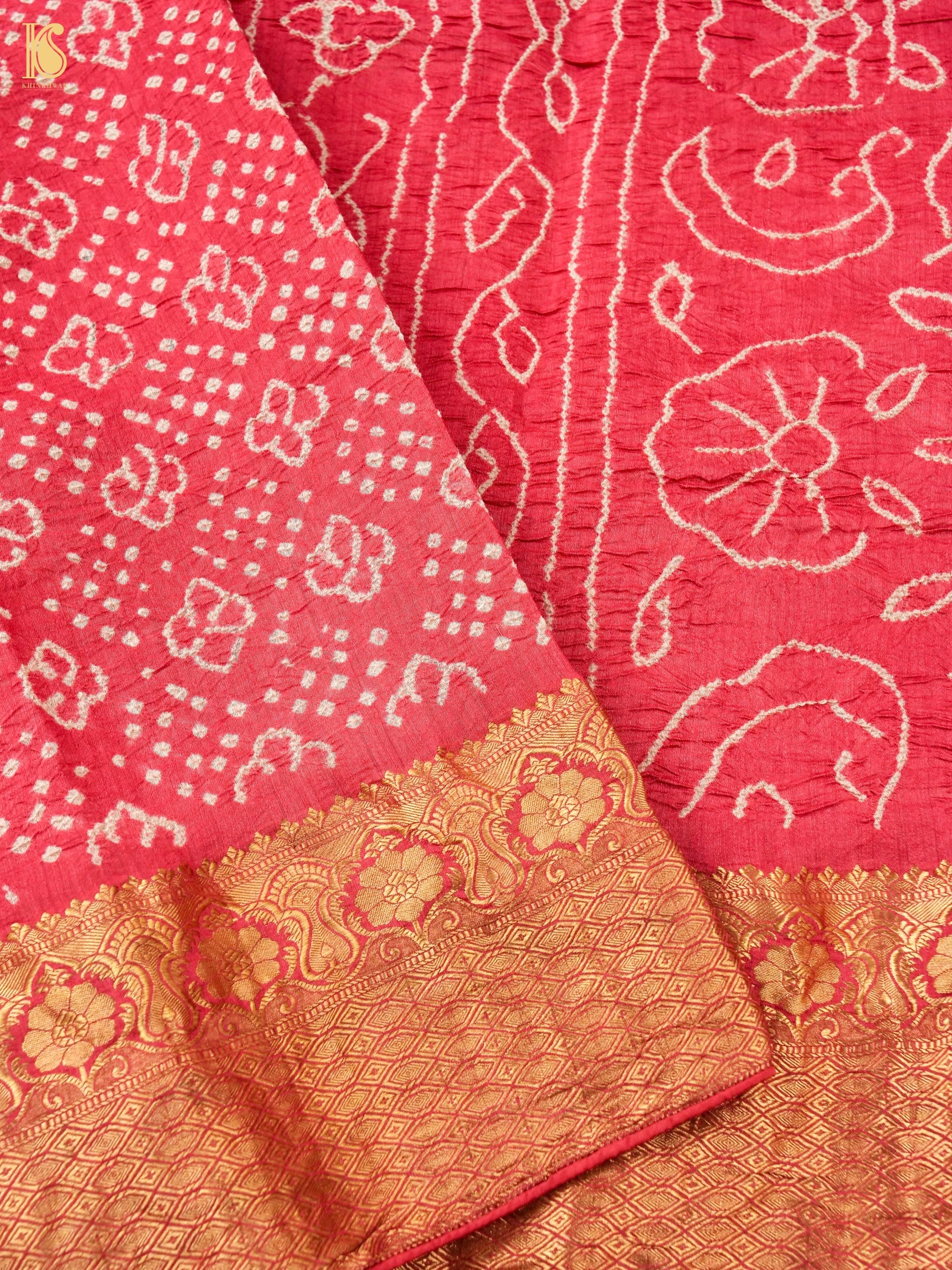 Handloom Banarasi Linen Bandhani Saree