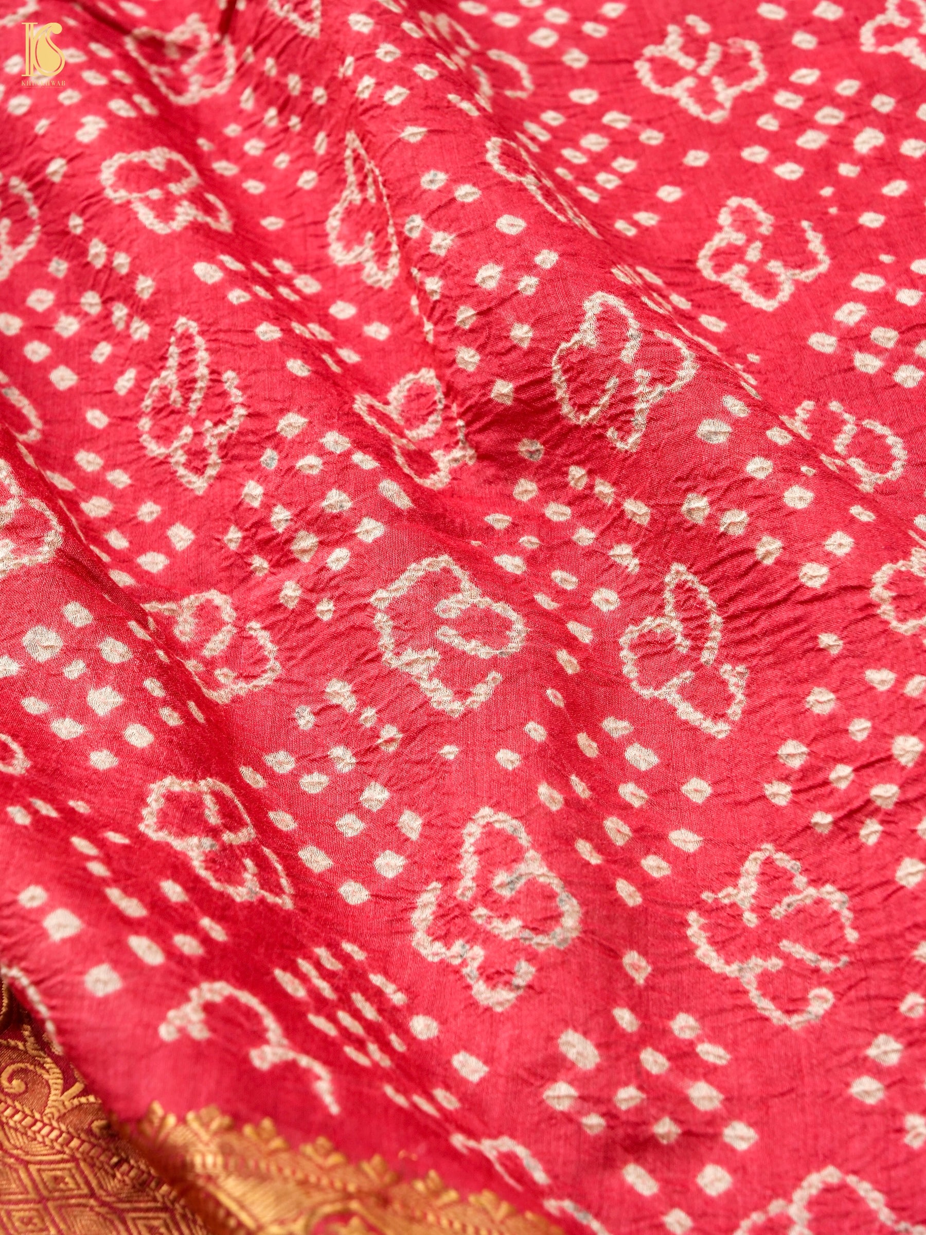 Handloom Banarasi Linen Bandhani Saree