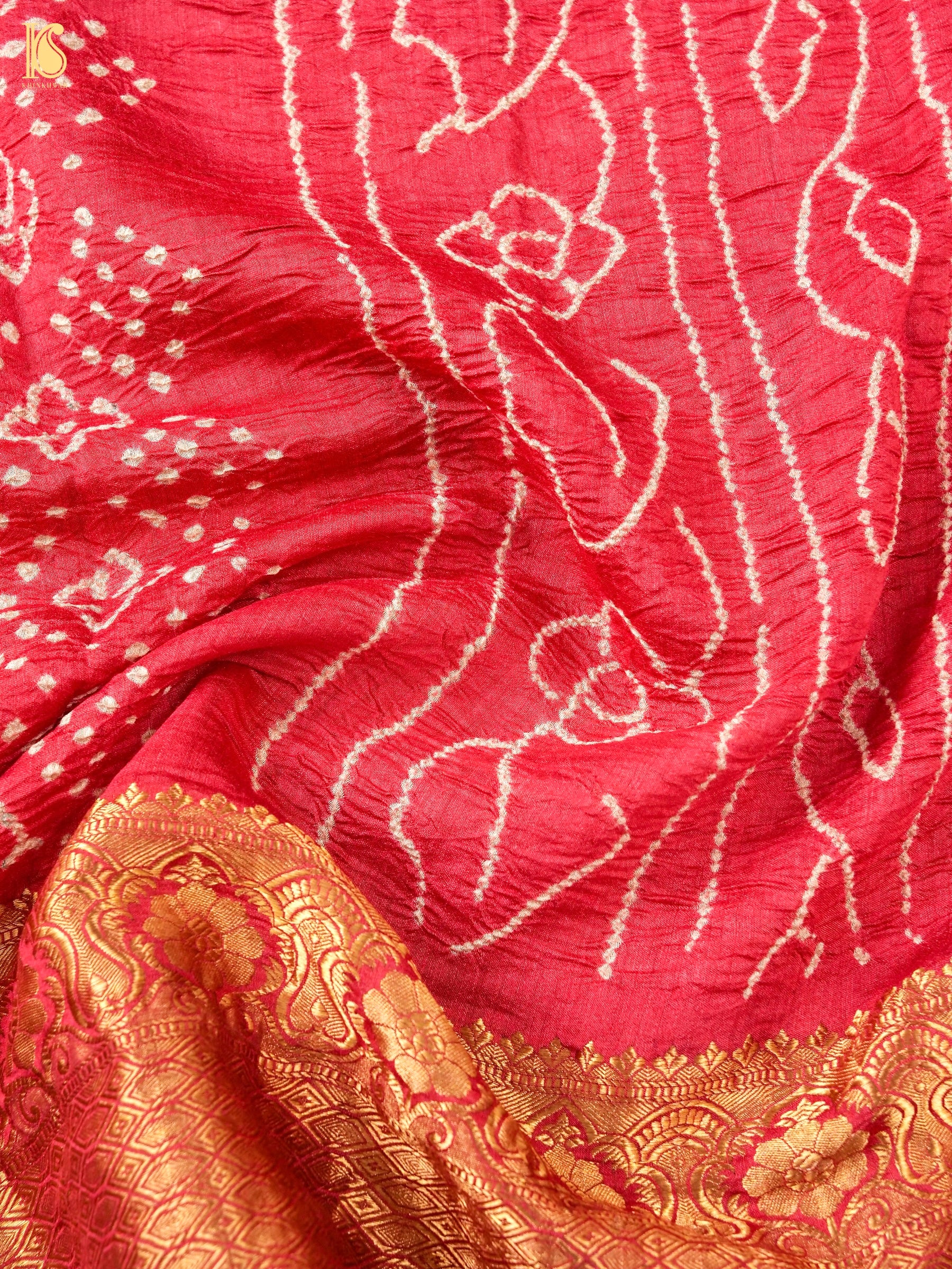 Handloom Banarasi Linen Bandhani Saree