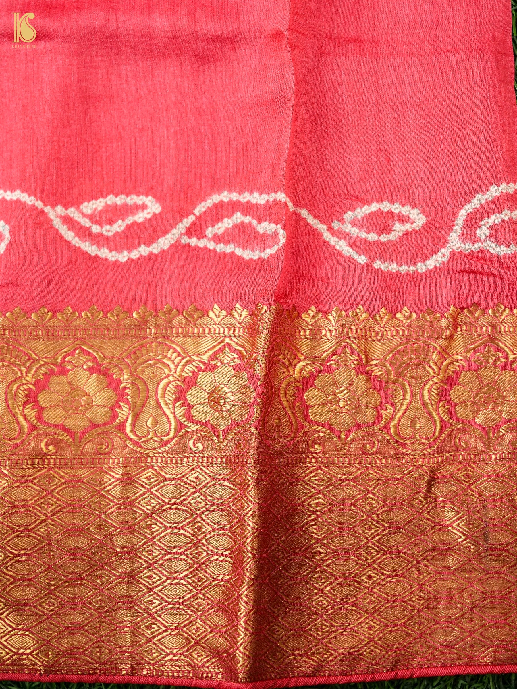 Handloom Banarasi Linen Bandhani Saree