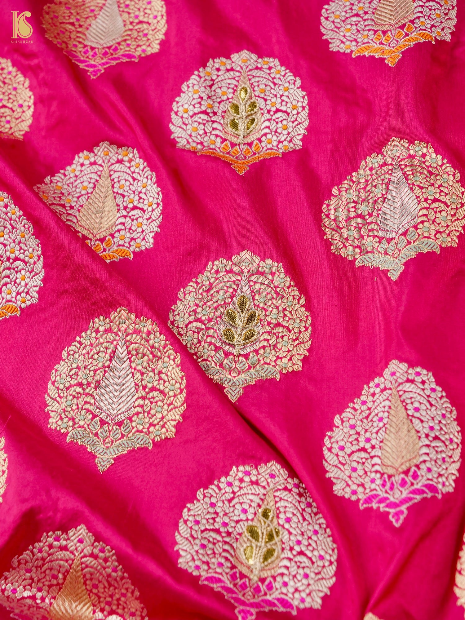 Banarasi Handwoven Katan Silk Kadwa Mor Dupatta with Gotta Patti