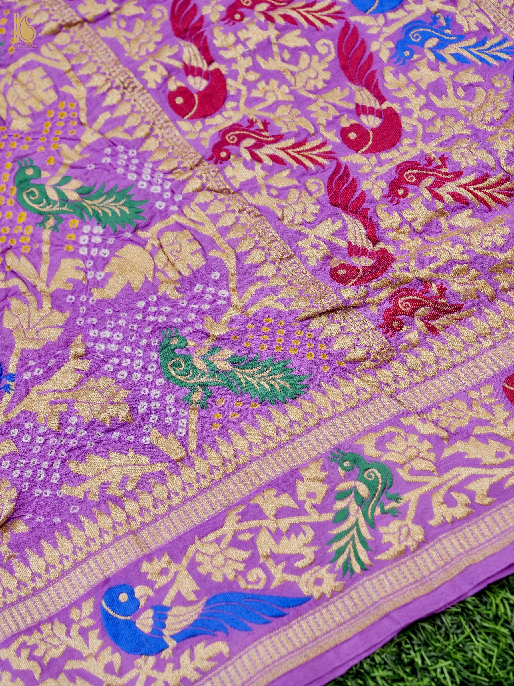 Banarasi Georgette Bandhani Birds Dupatta - Khinkhwab