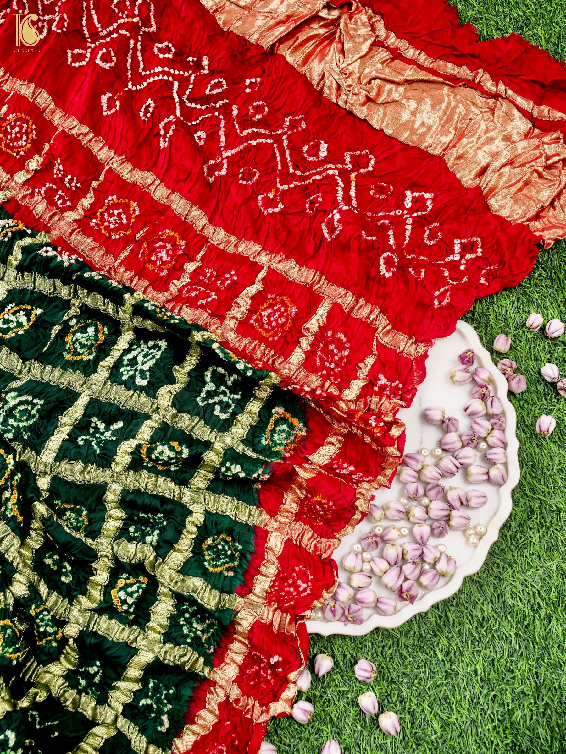 Hand Block Ajrakh Modal Silk Gharchola Dupatta - Khinkhwab