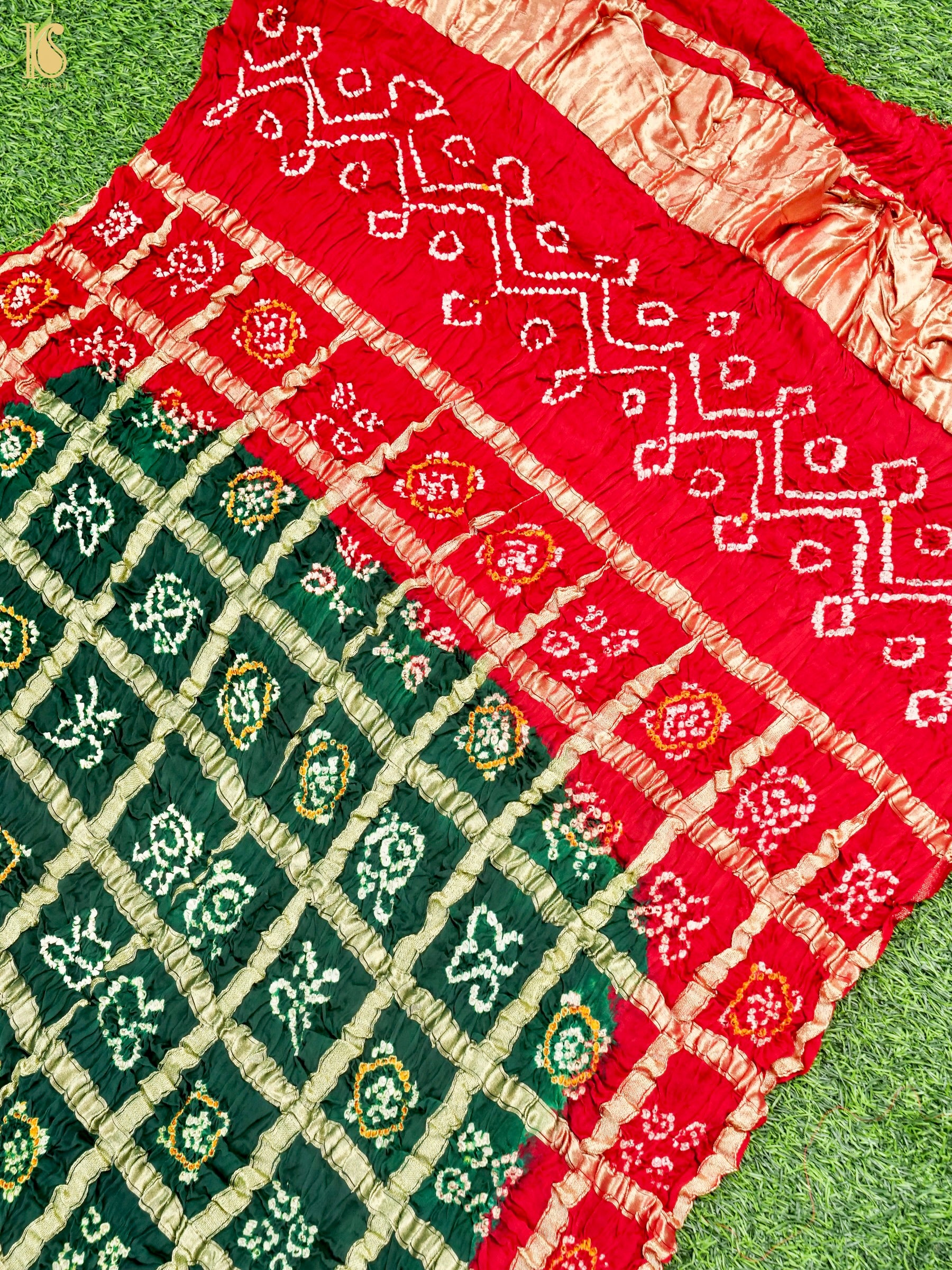 Hand Block Ajrakh Modal Silk Gharchola Dupatta