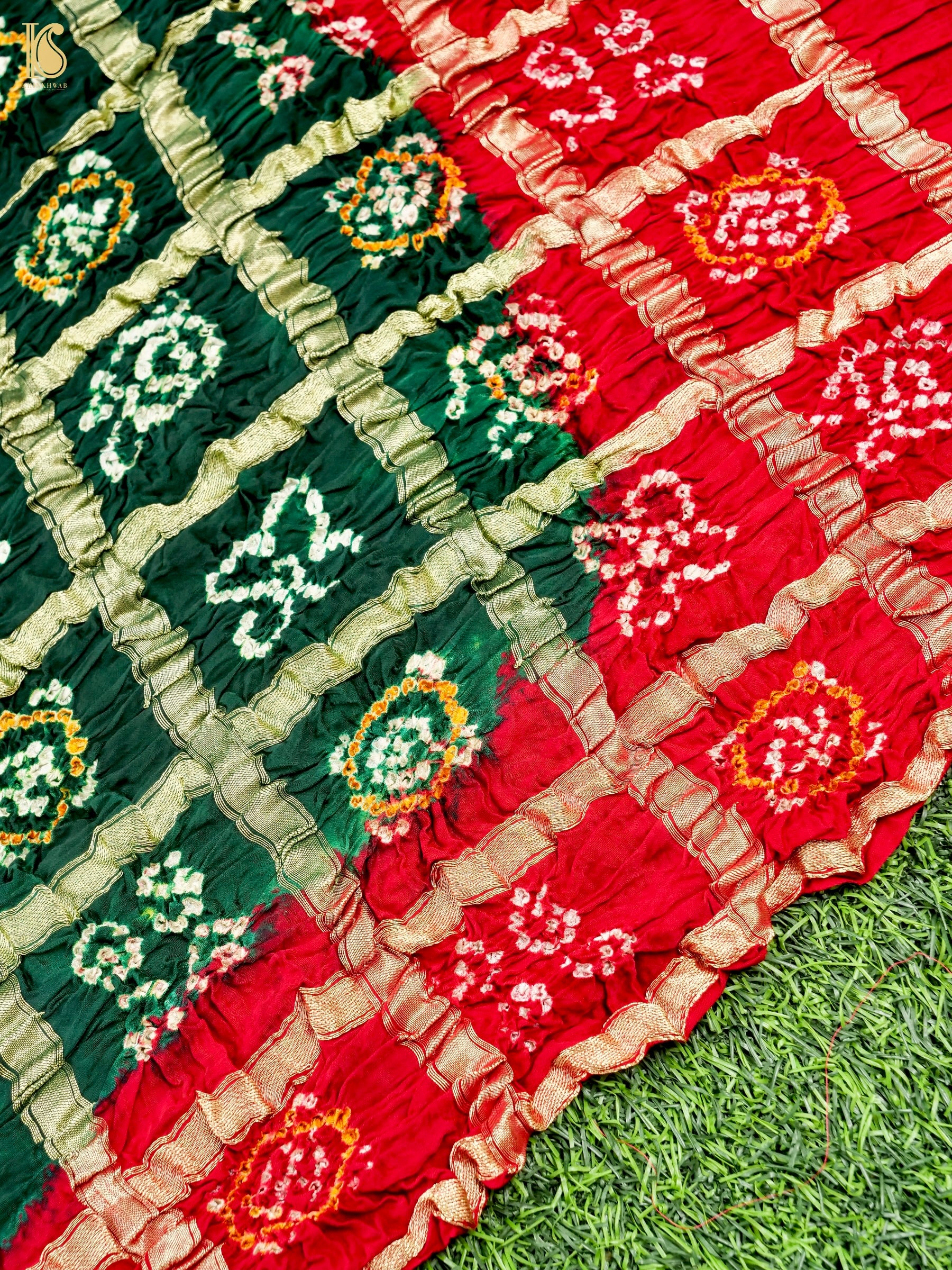 Hand Block Ajrakh Modal Silk Gharchola Dupatta