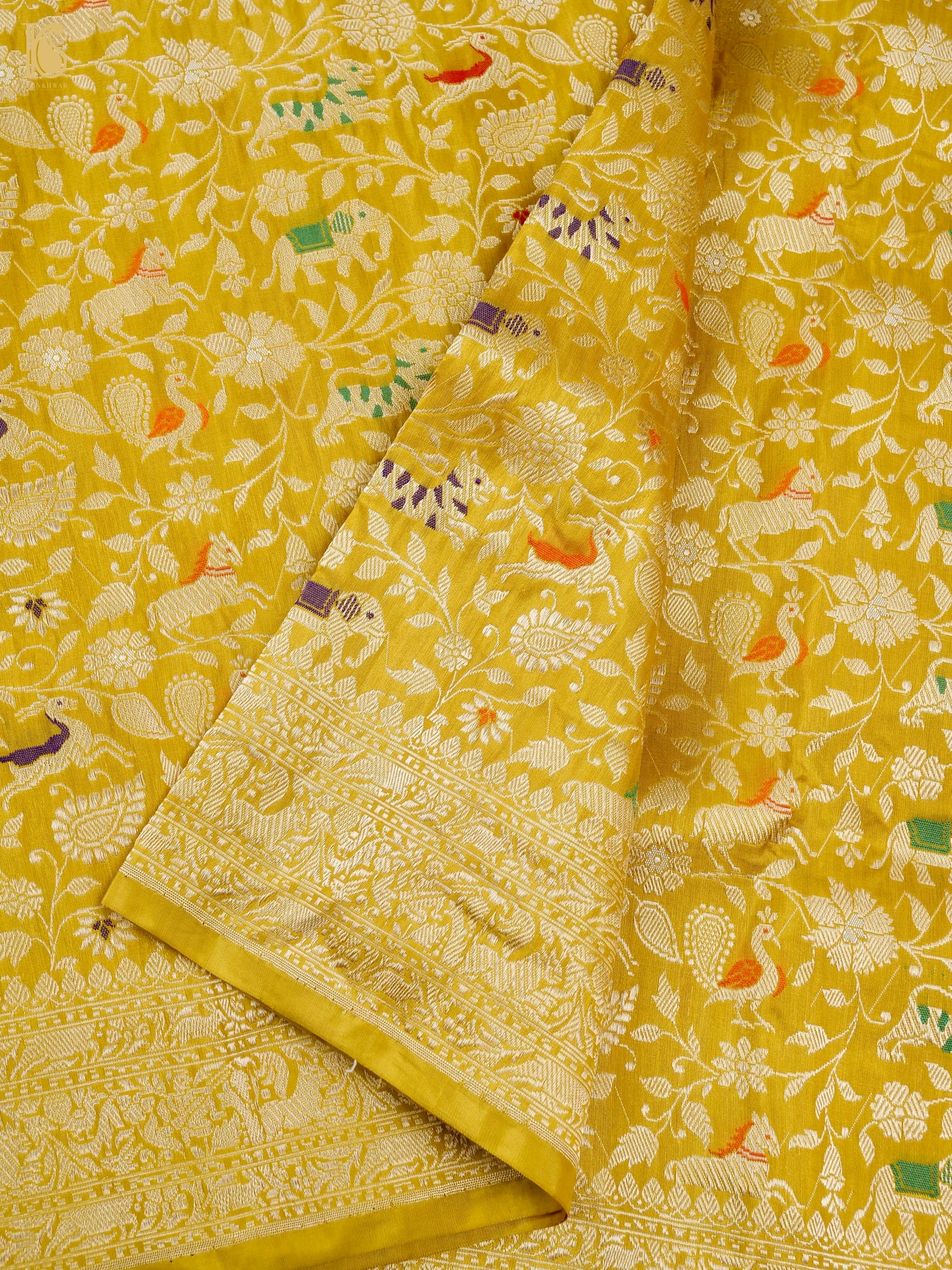 Handloom Banarasi Katan Shikargah Saree