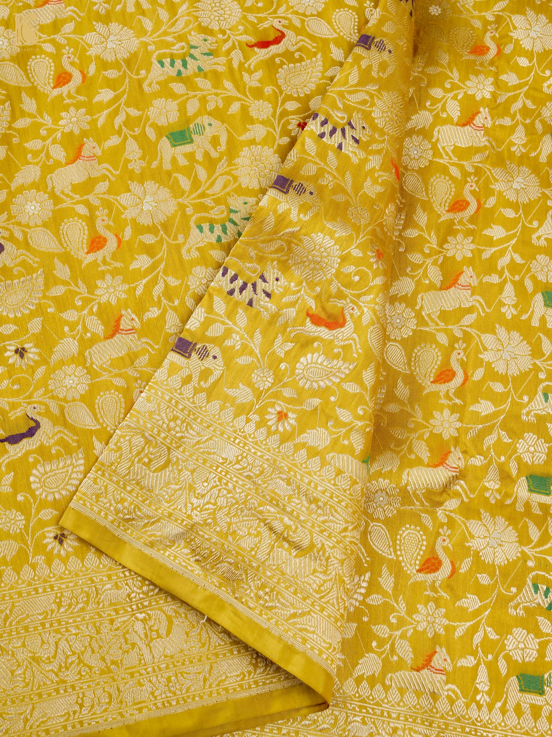 Handloom Banarasi Katan Shikargah Saree