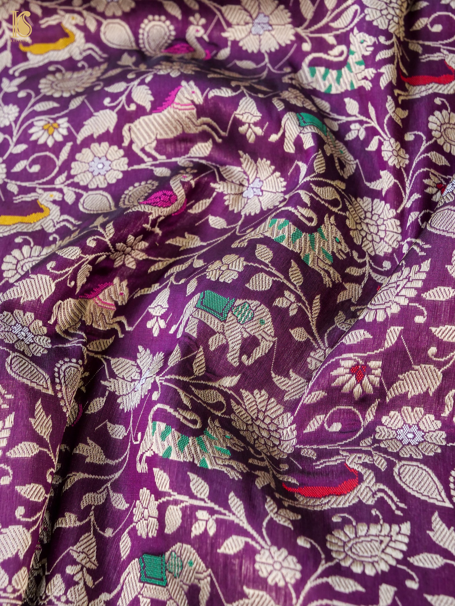 Handloom Banarasi Katan Silk Shikargah Saree