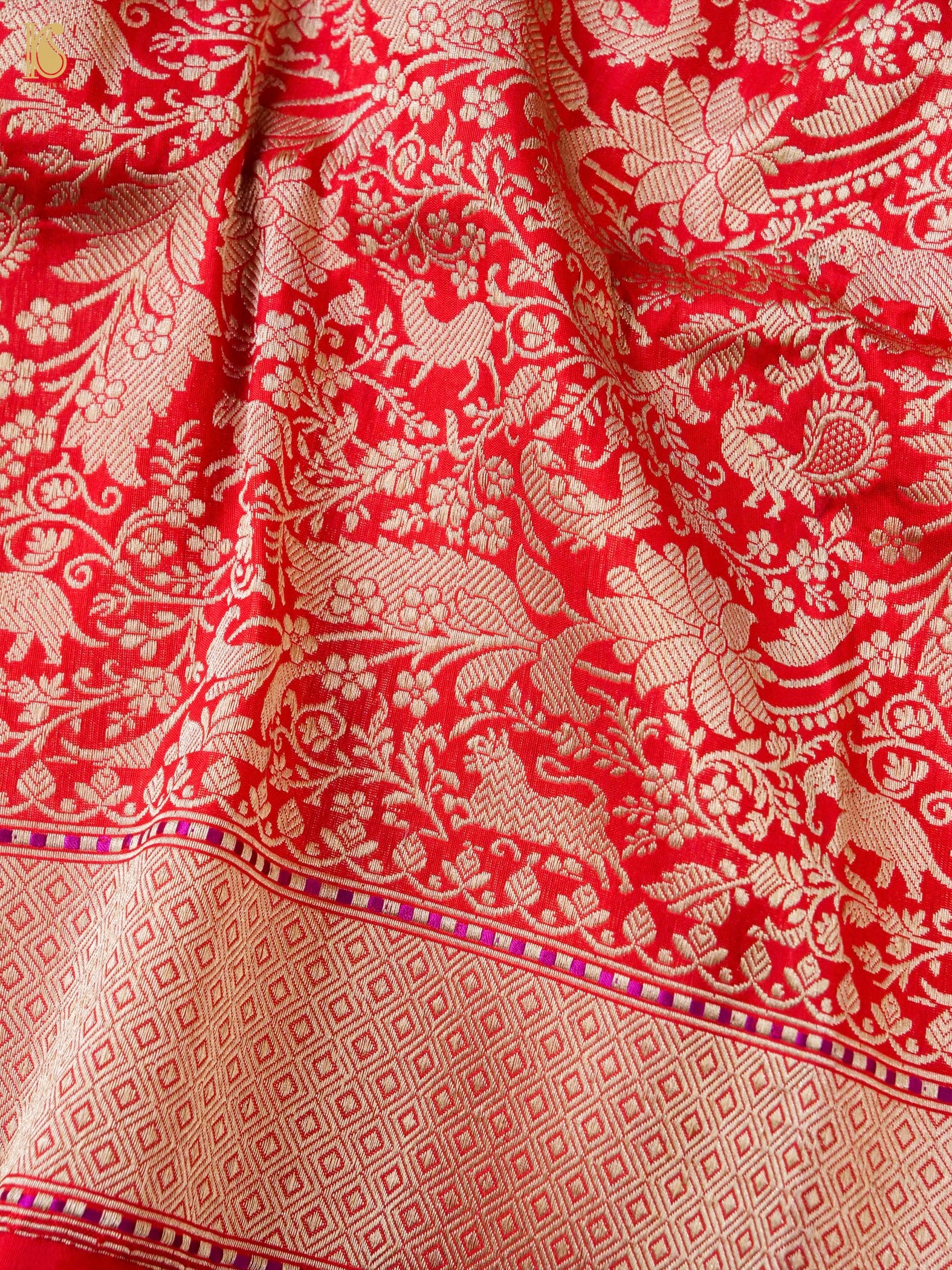 Handwoven Katan Silk Banarasi Shikargah Saree
