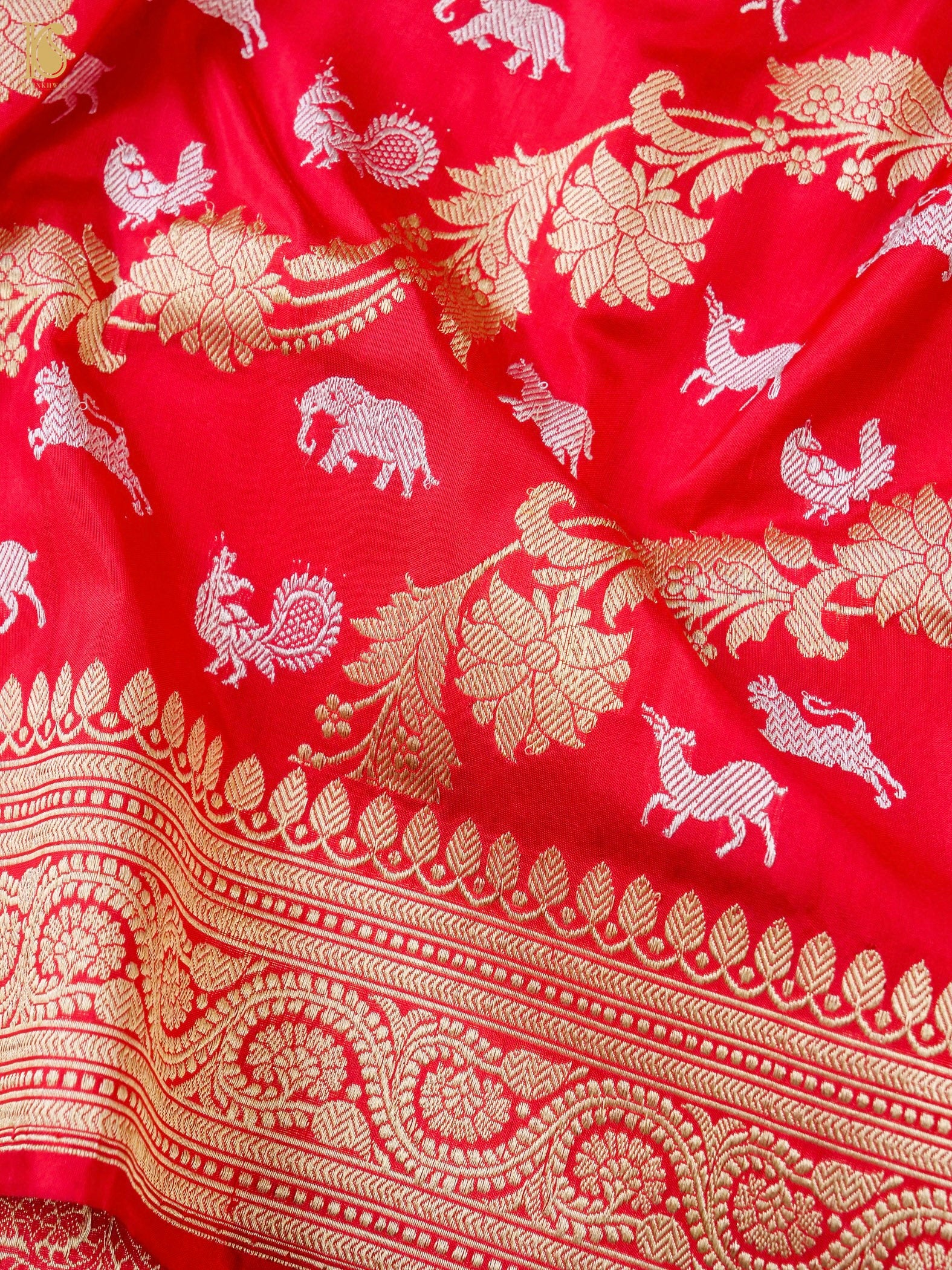 Handloom Banarasi Katan Silk Shikargah Saree