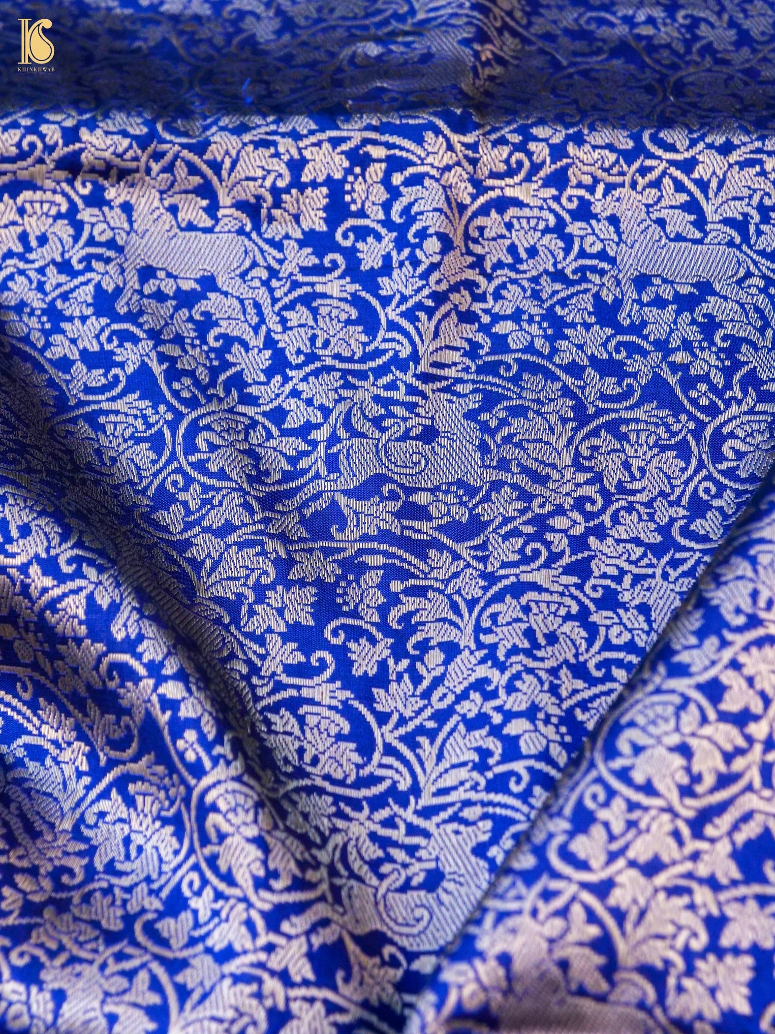 Handwoven Banarasi Katan Silk Kadwa Border Shikargah Dupatta