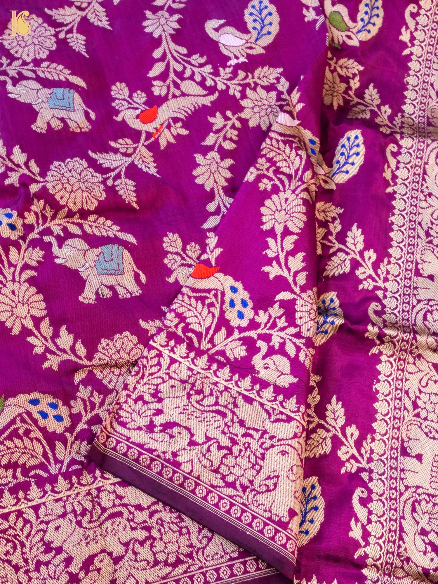 Handwoven Banarasi Katan Silk Kadwa Shikargah Dupatta