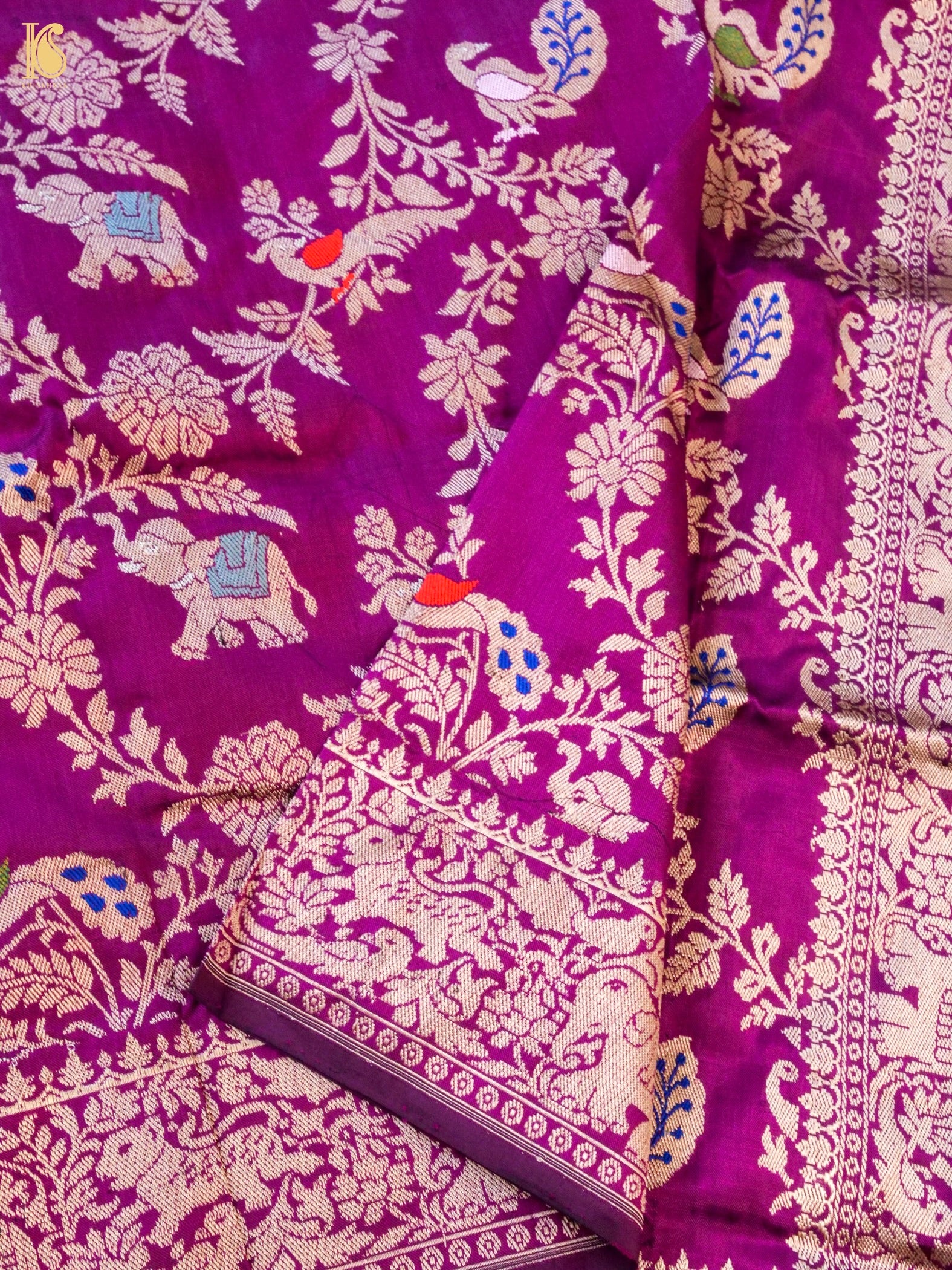 Handwoven Banarasi Katan Silk Kadwa Shikargah Dupatta