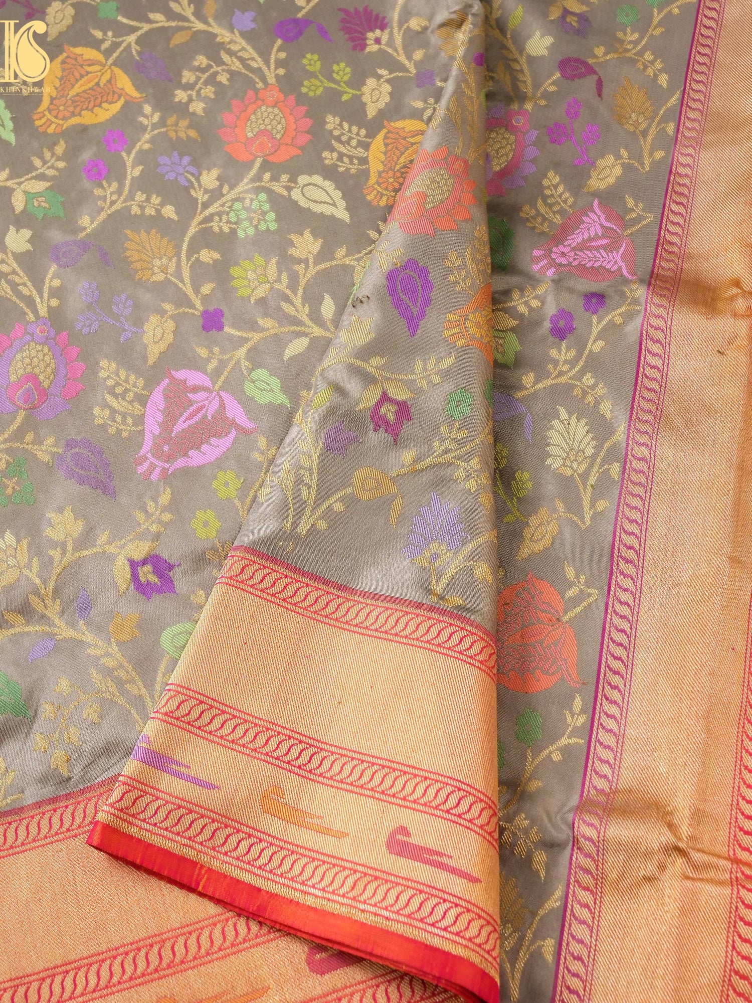 Handwoven Banarasi Real Silver Zari Ektara Silk Saree