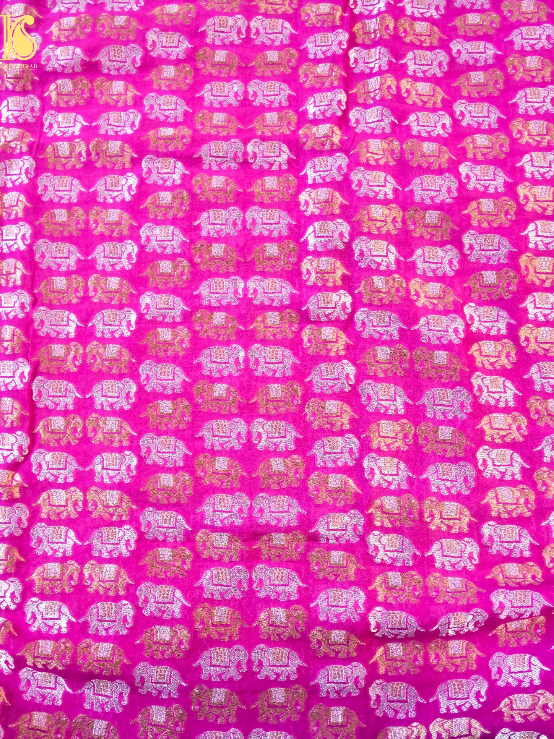 Banarasi Georgette Fabric with Elephants Motifs