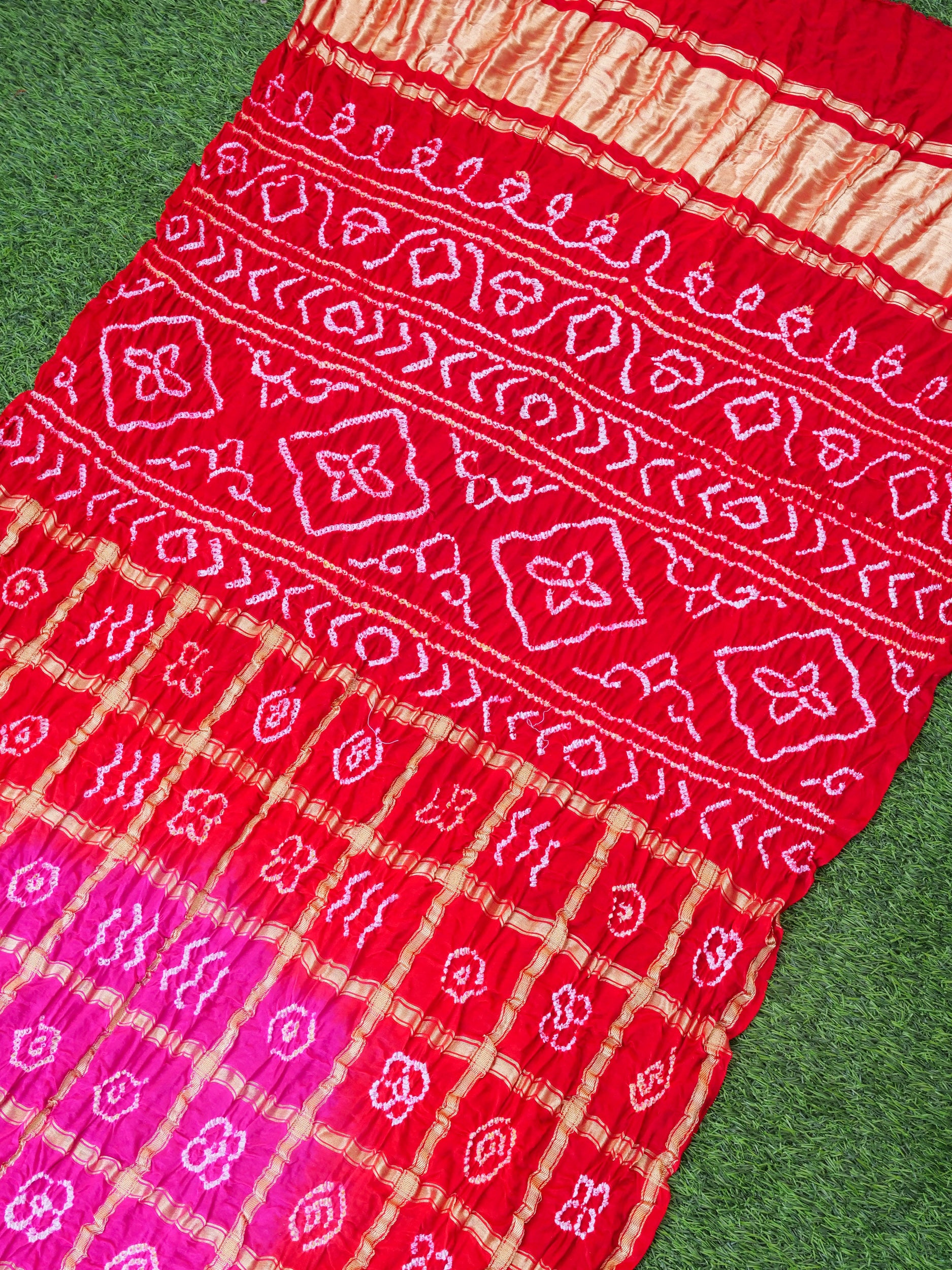 Handwoven Gajji Silk Gharchola Bandhani Saree
