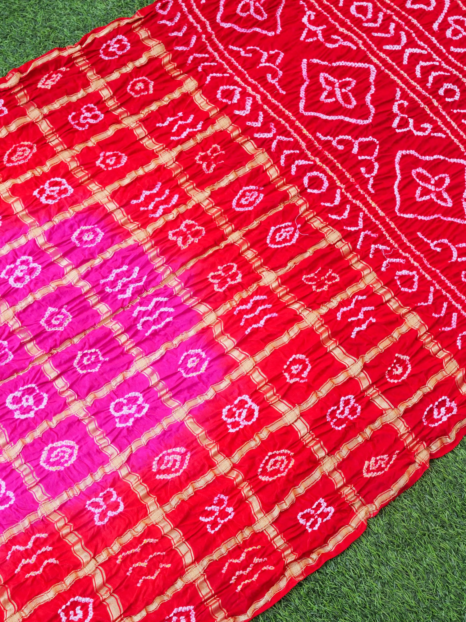Handwoven Gajji Silk Gharchola Bandhani Saree
