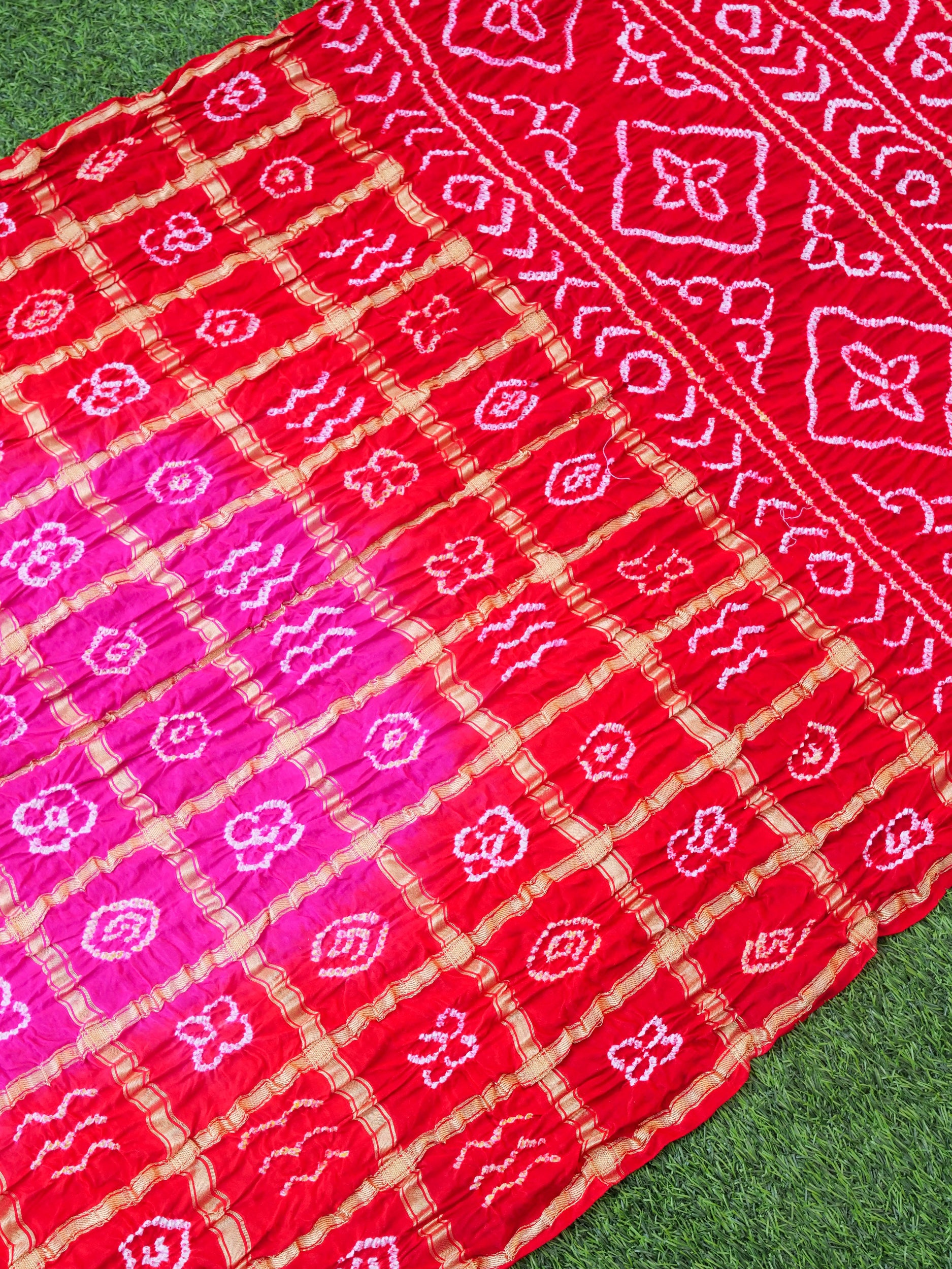 Handwoven Gajji Silk Gharchola Bandhani Saree