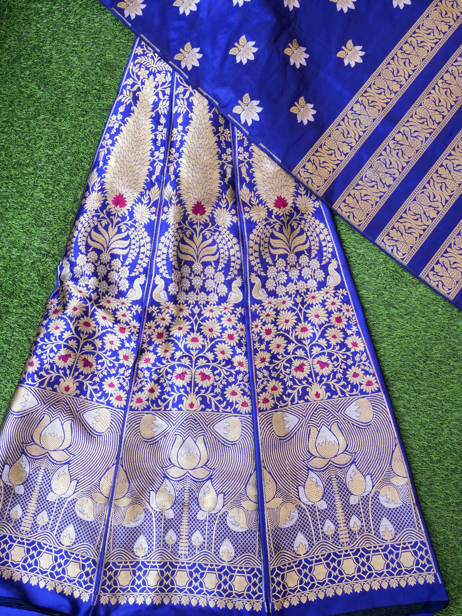 Handloom Banarasi Katan Silk Kalidar Mrinala Lehenga