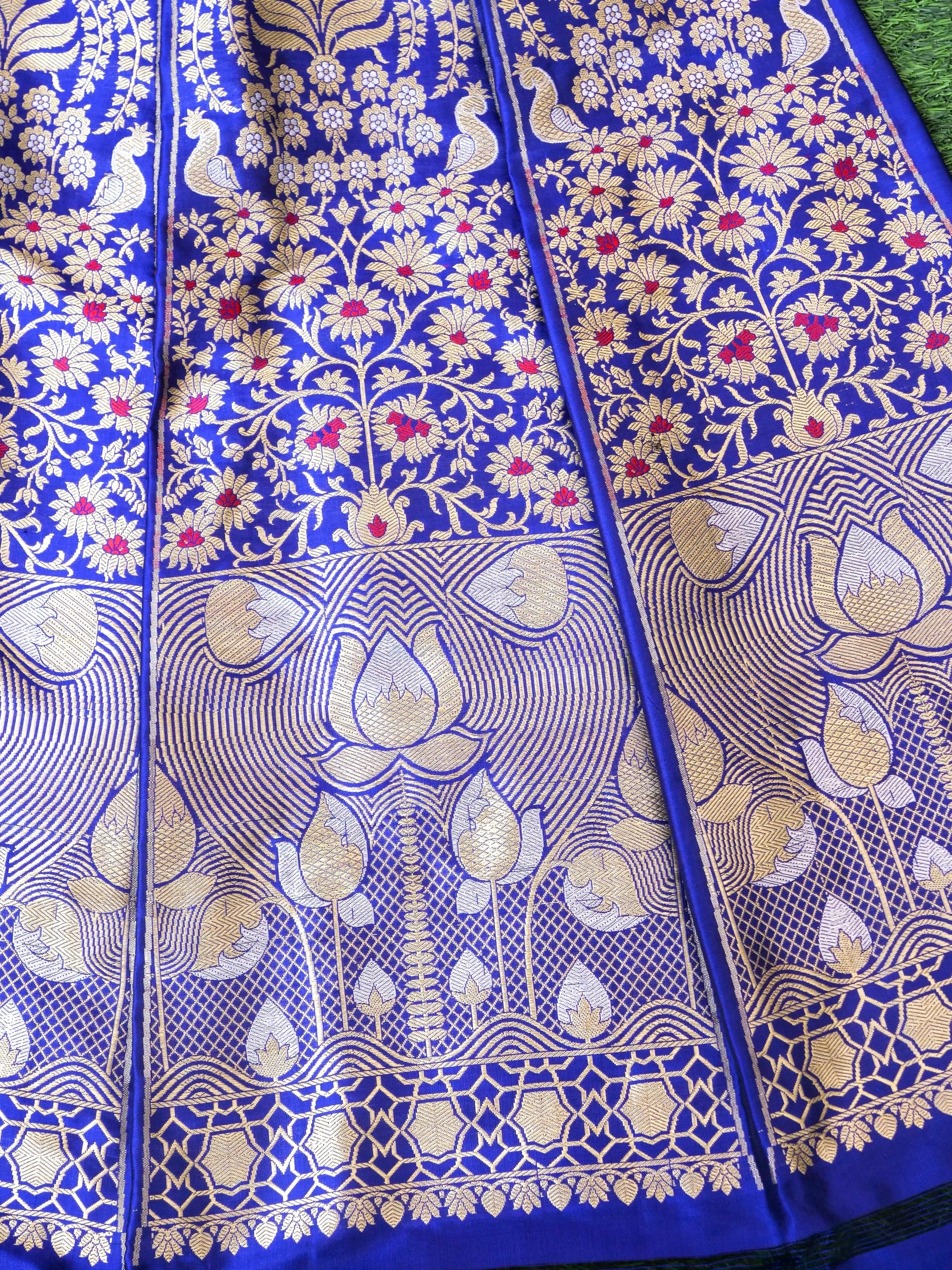 Handloom Banarasi Katan Silk Kalidar Mrinala Lehenga