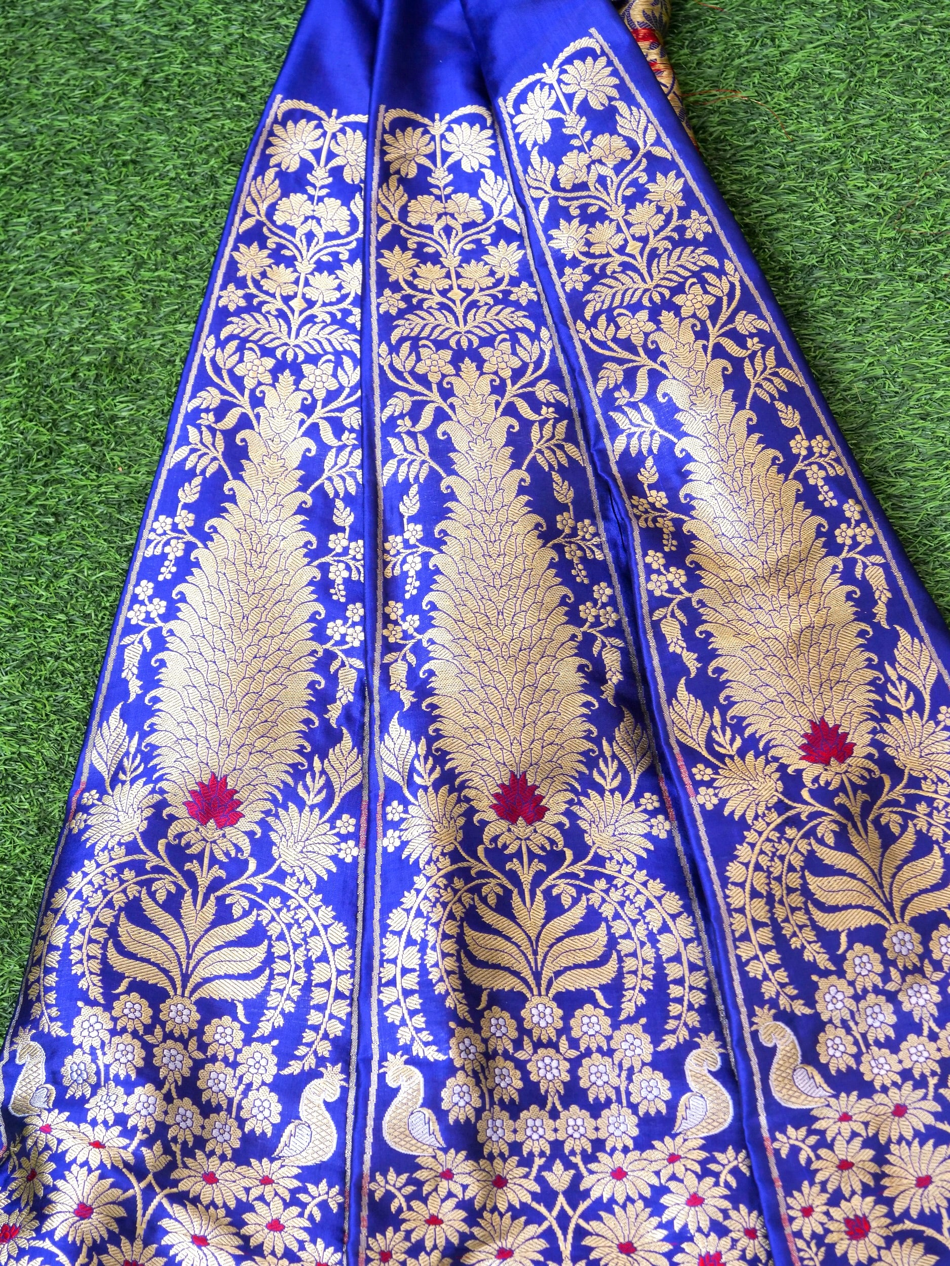 Handloom Banarasi Katan Silk Kalidar Mrinala Lehenga