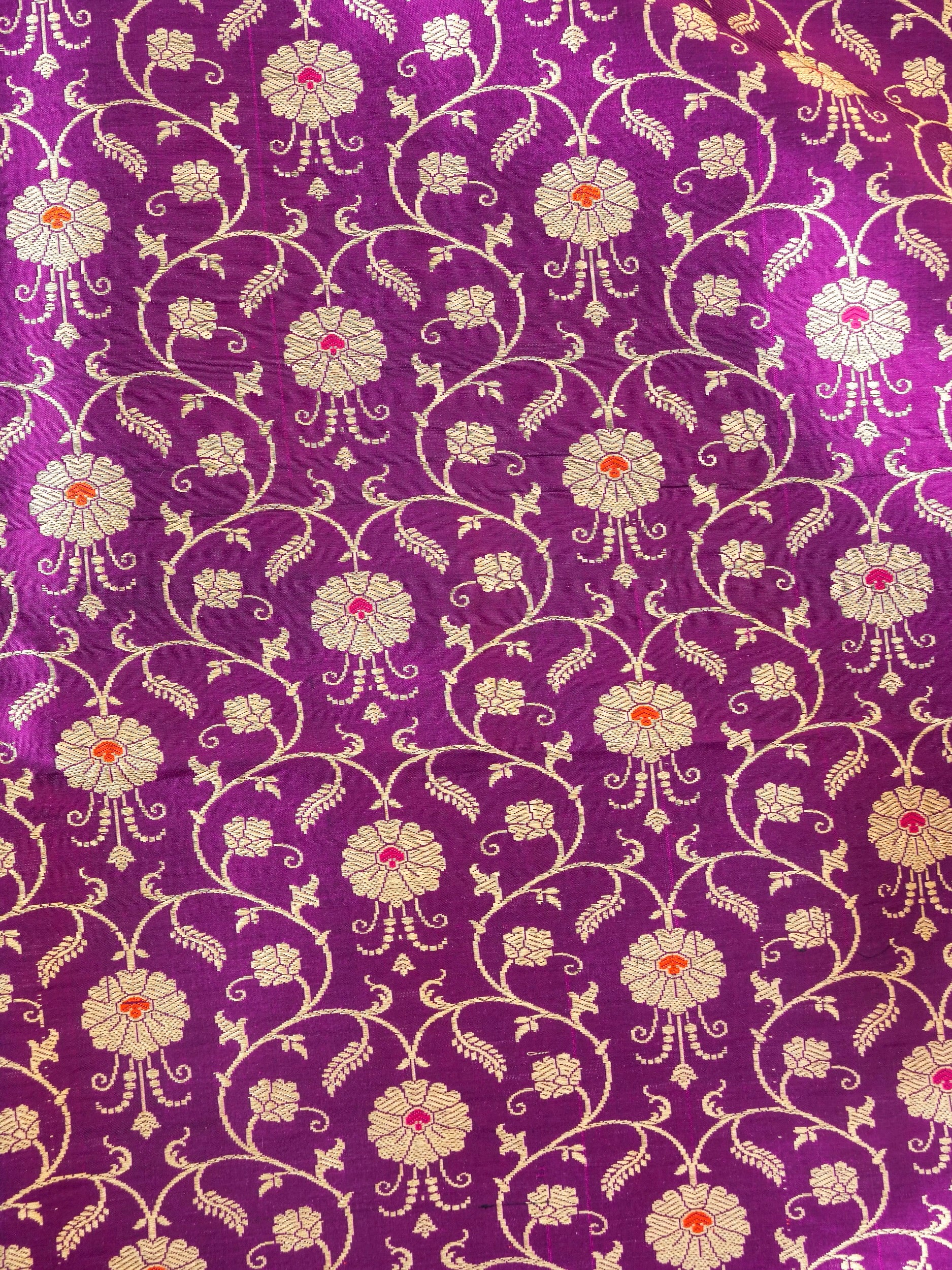 Handloom Banarasi Katan Silk Kalidar Phoolwari Lehenga