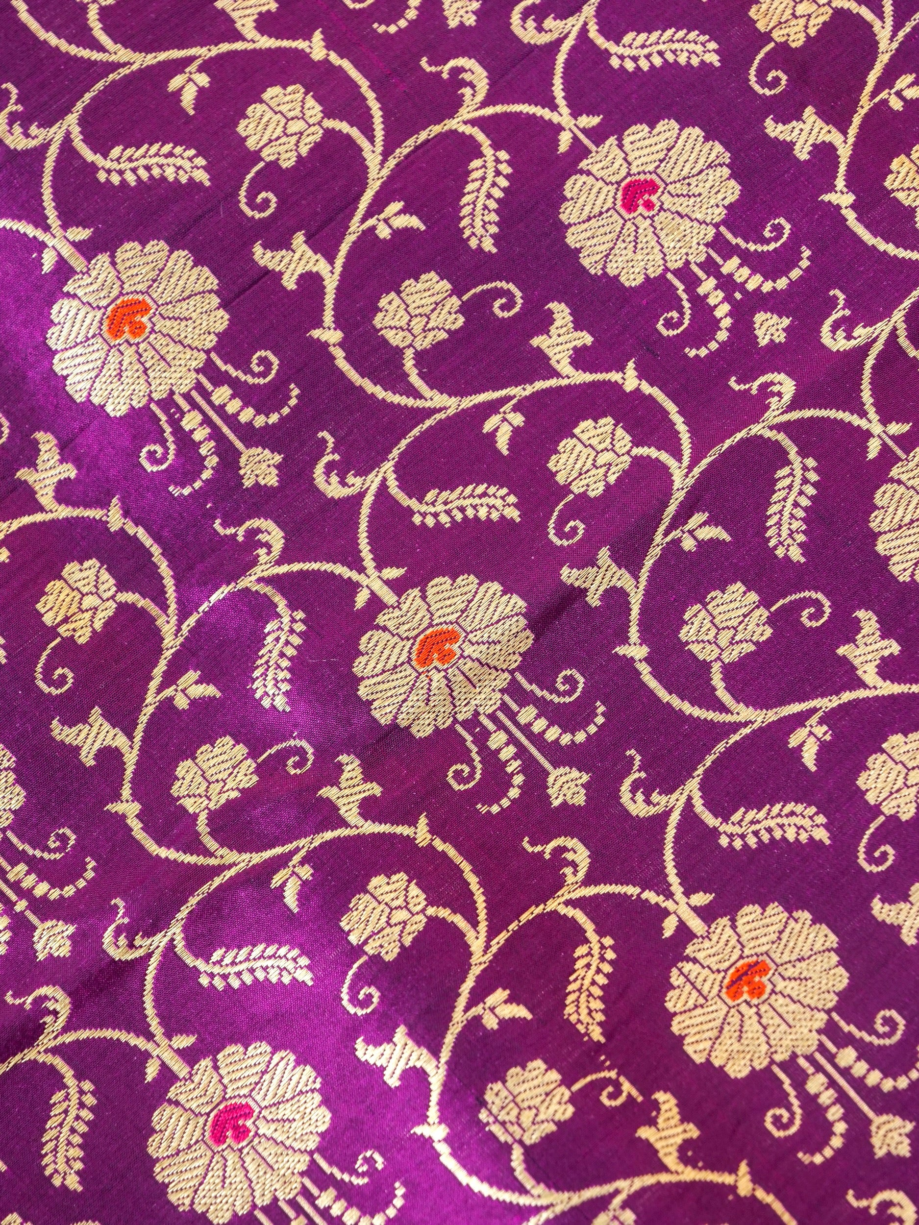 Handloom Banarasi Katan Silk Kalidar Phoolwari Lehenga