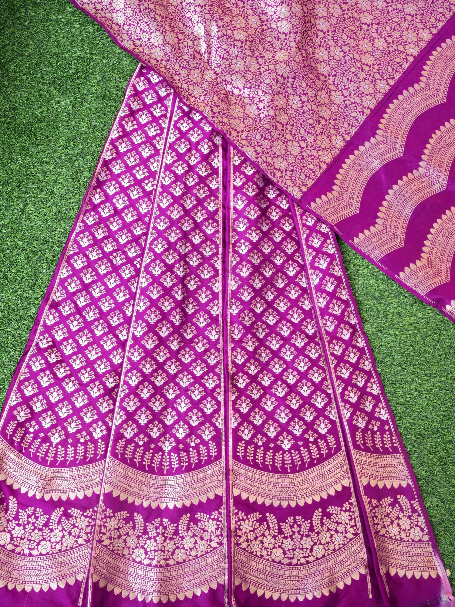 Handloom Banarasi Katan Silk Kalidar Ambrozia Lehenga