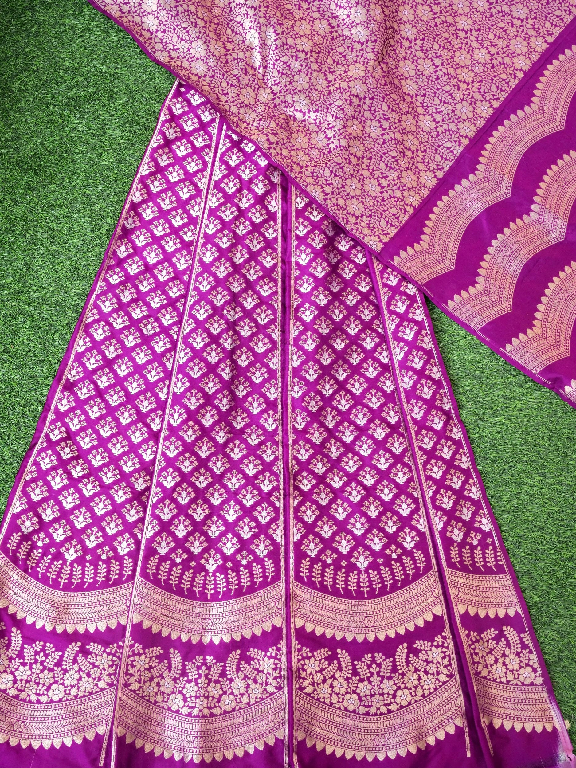 Handloom Banarasi Katan Silk Kalidar Ambrozia Lehenga