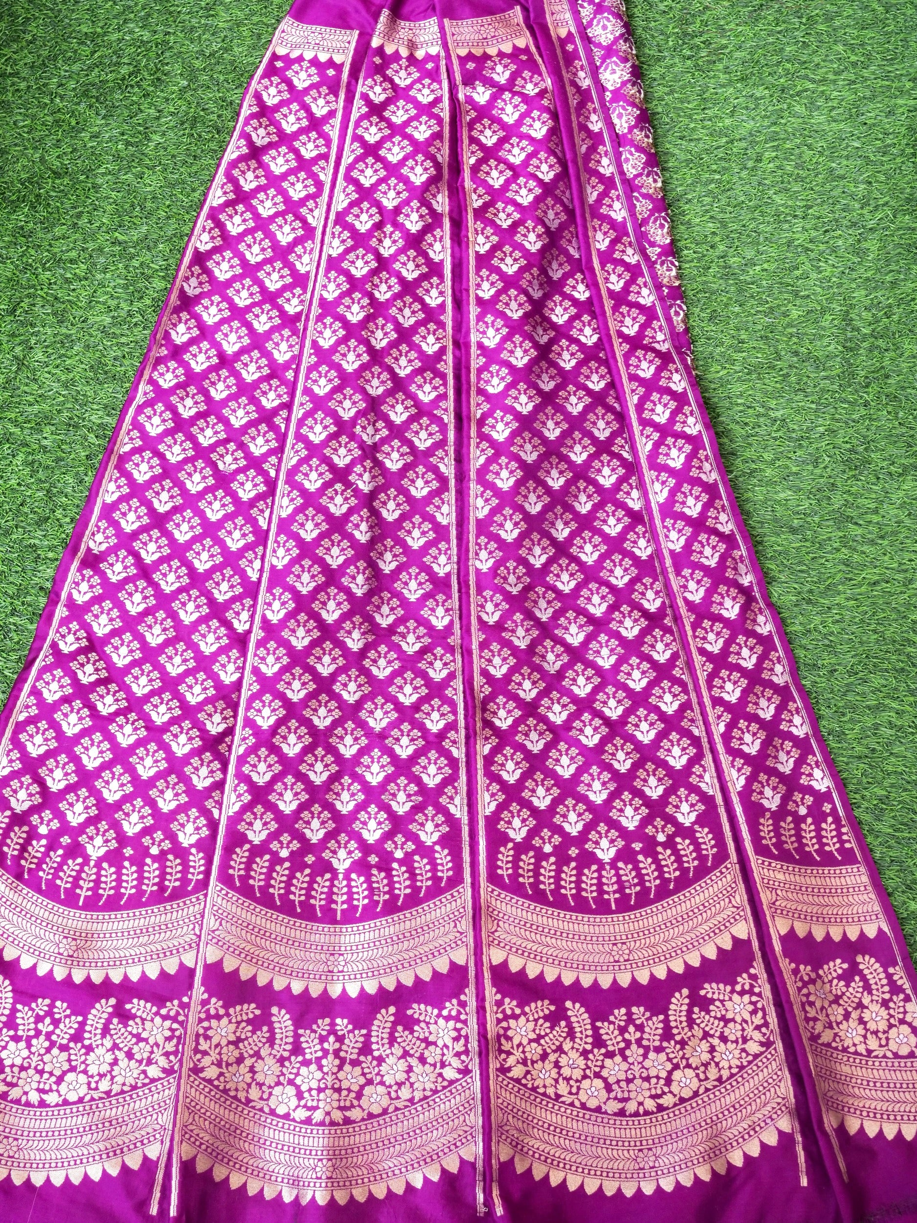Handloom Banarasi Katan Silk Kalidar Ambrozia Lehenga