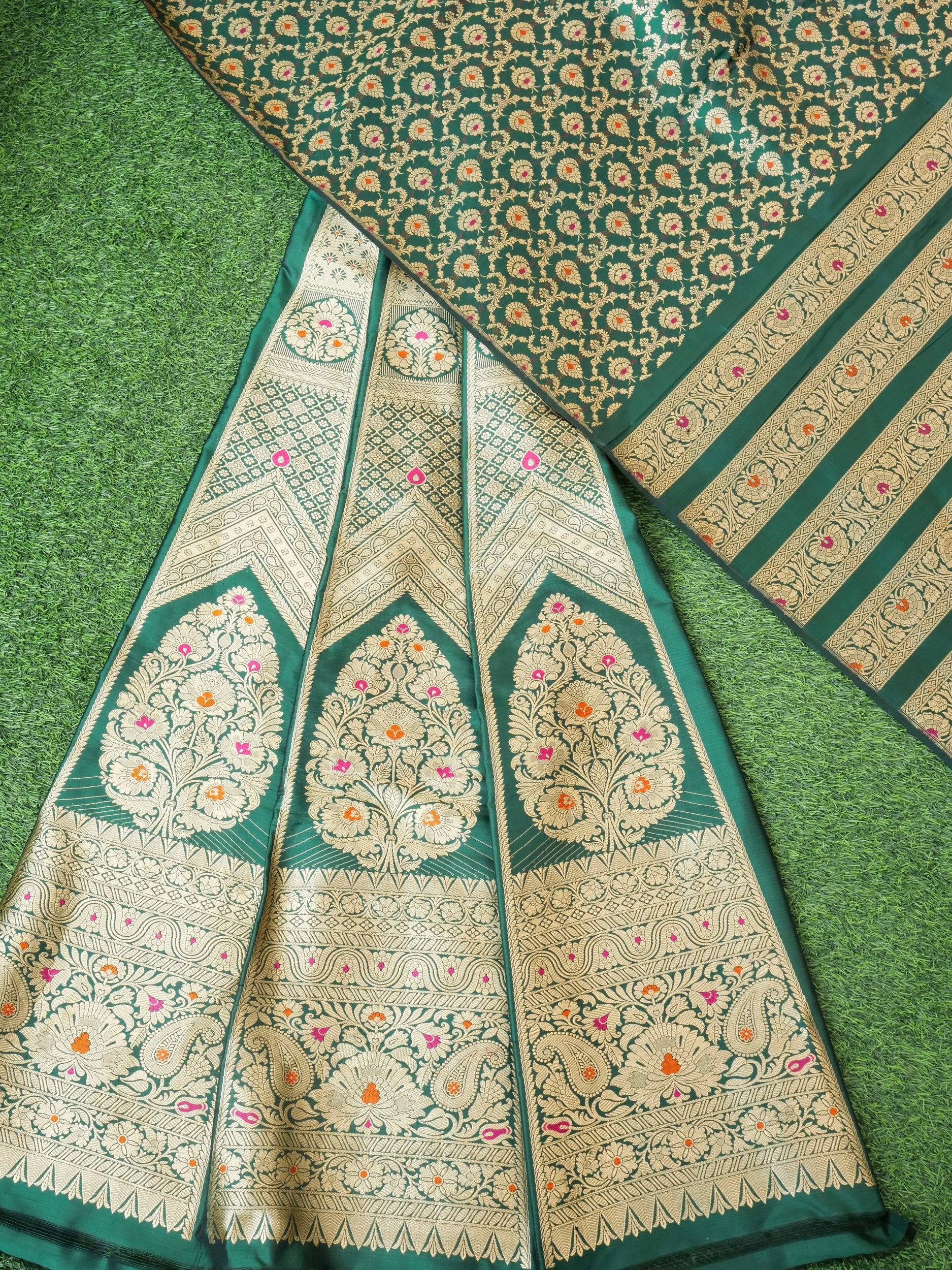 Handloom Banarasi Katan Silk Kalidar Gulrangi Bagh Lehenga