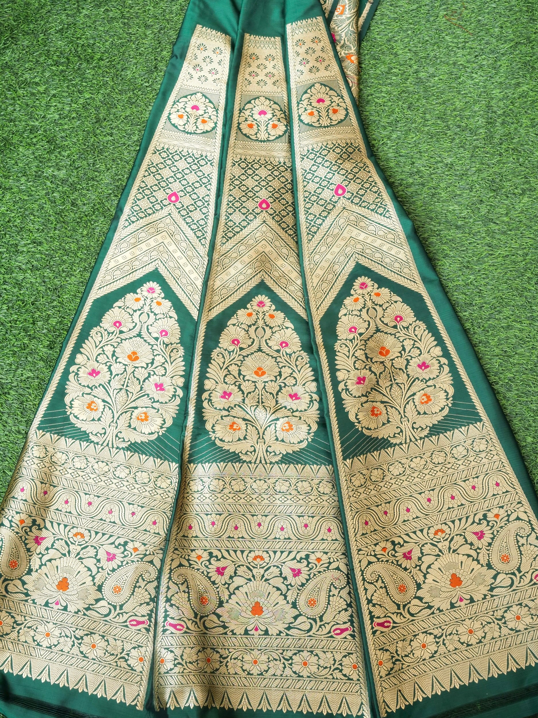 Handloom Banarasi Katan Silk Kalidar Gulrangi Bagh Lehenga