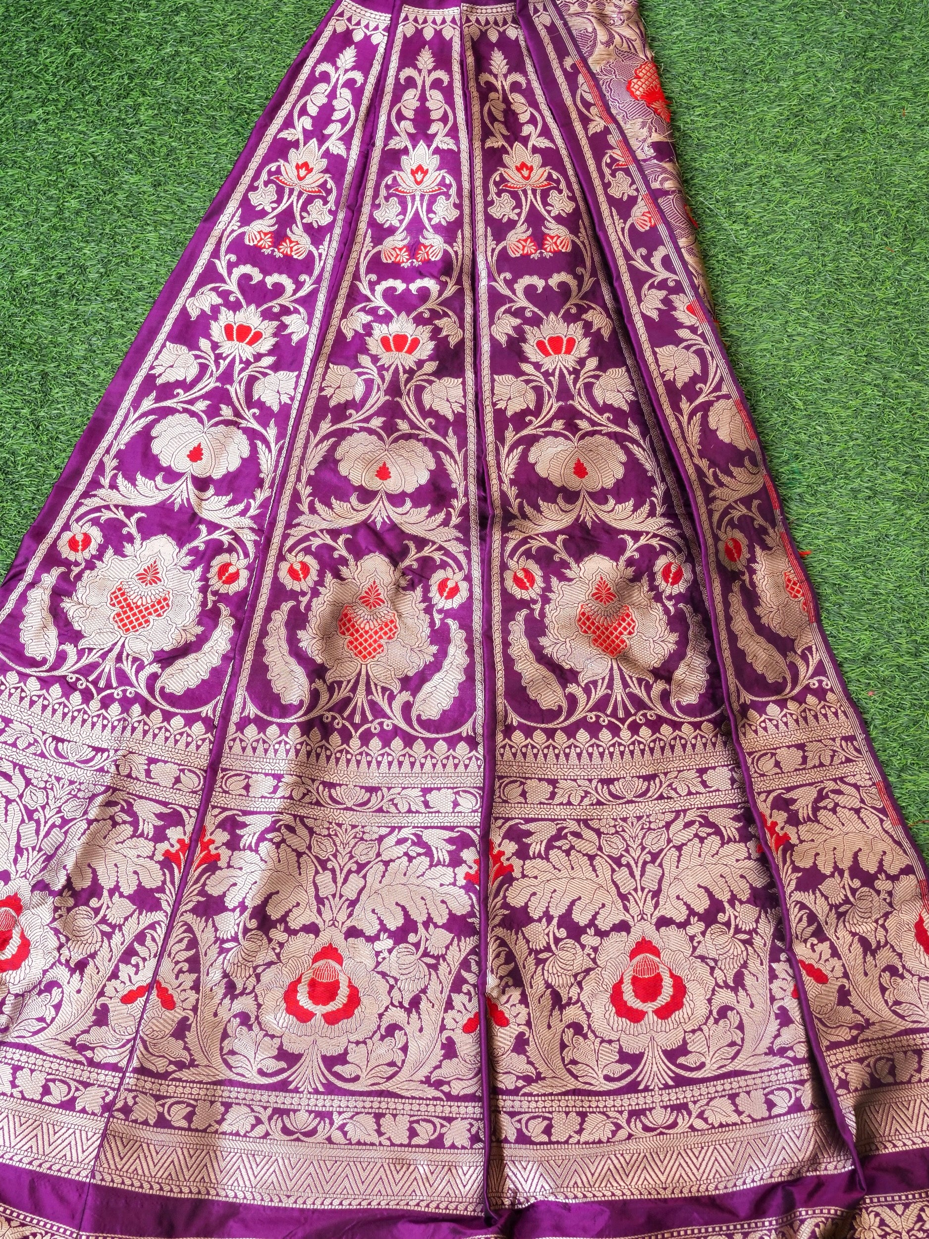 Handloom Banarasi Katan Silk Kalidar Manjari Lehenga