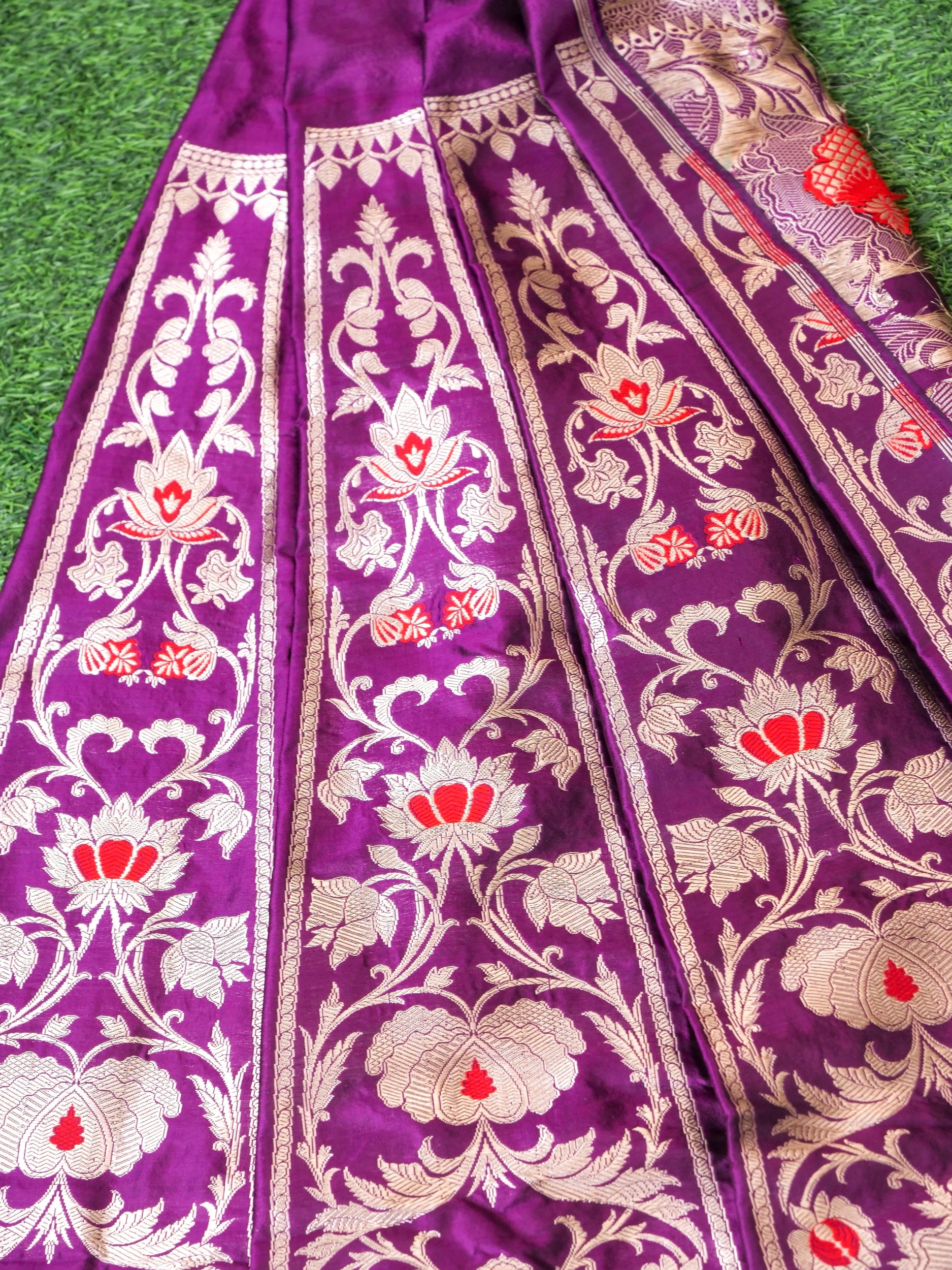 Handloom Banarasi Katan Silk Kalidar Manjari Lehenga