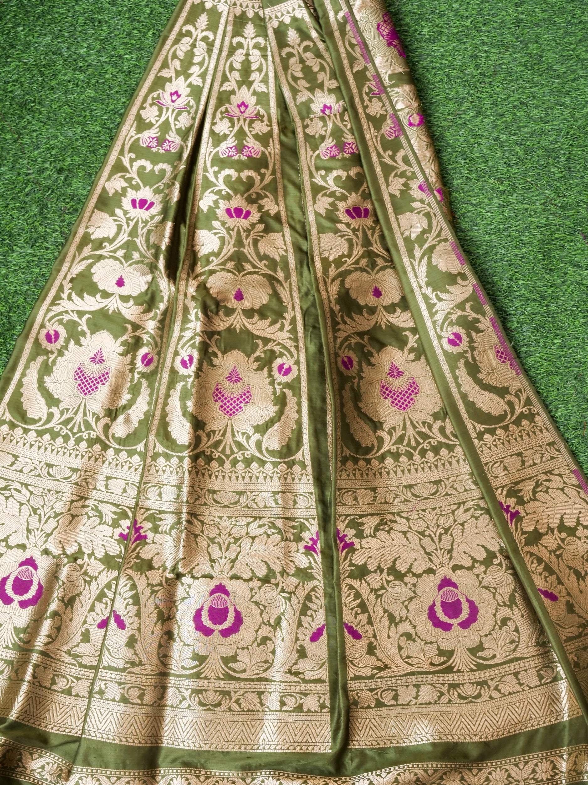 Handloom Banarasi Katan Silk Kalidar Manjari Lehenga