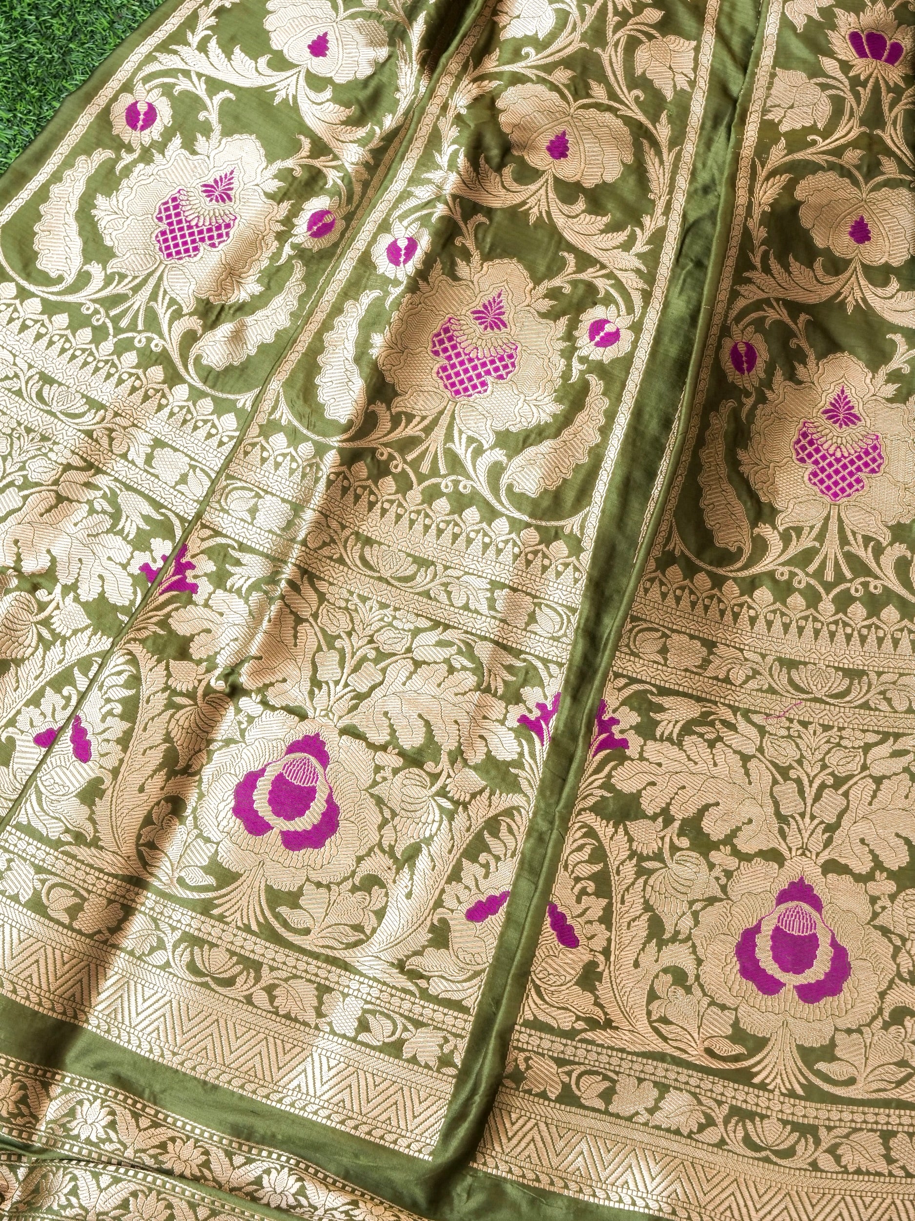 Handloom Banarasi Katan Silk Kalidar Manjari Lehenga
